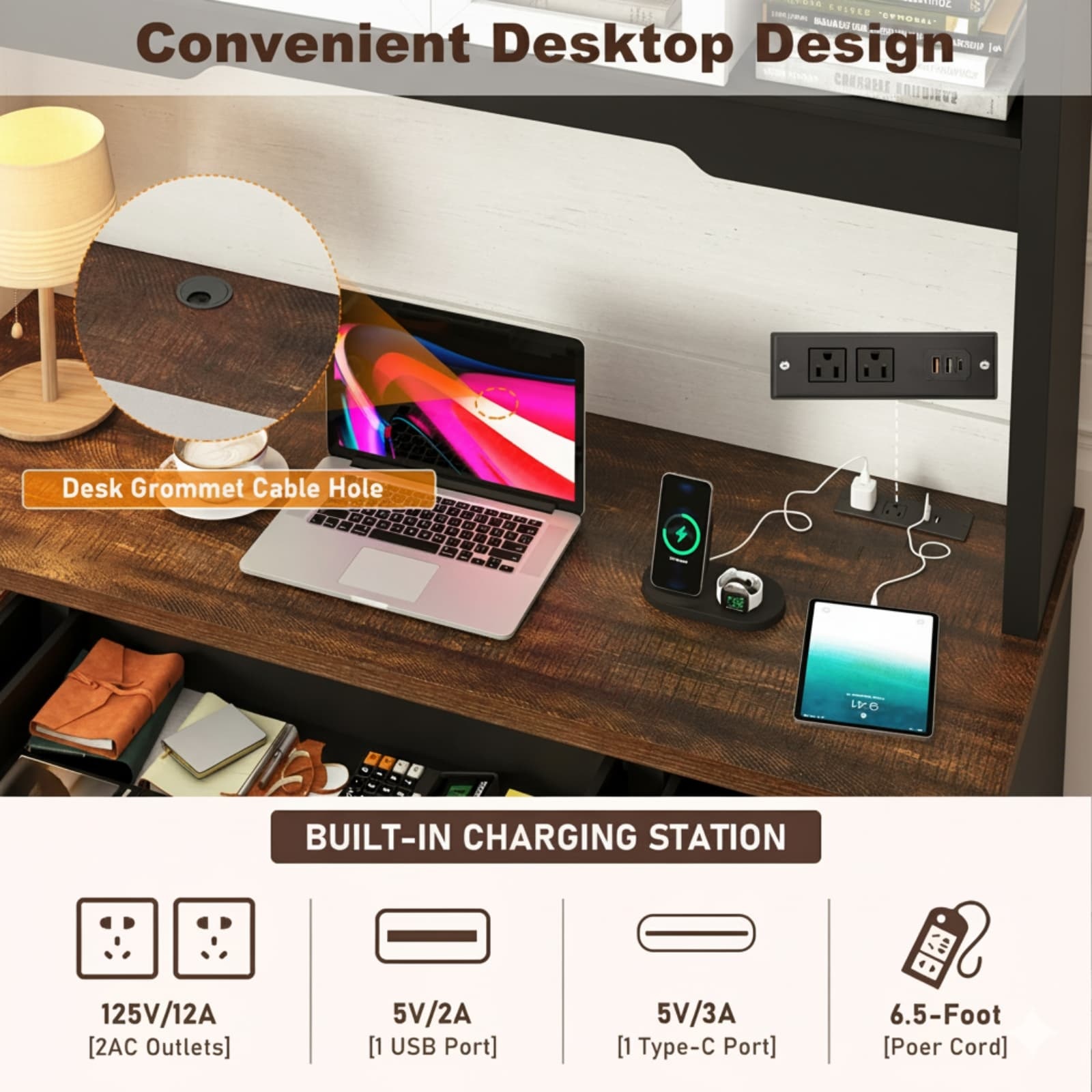 Blotout 76" Height Computer Desk with Hutch