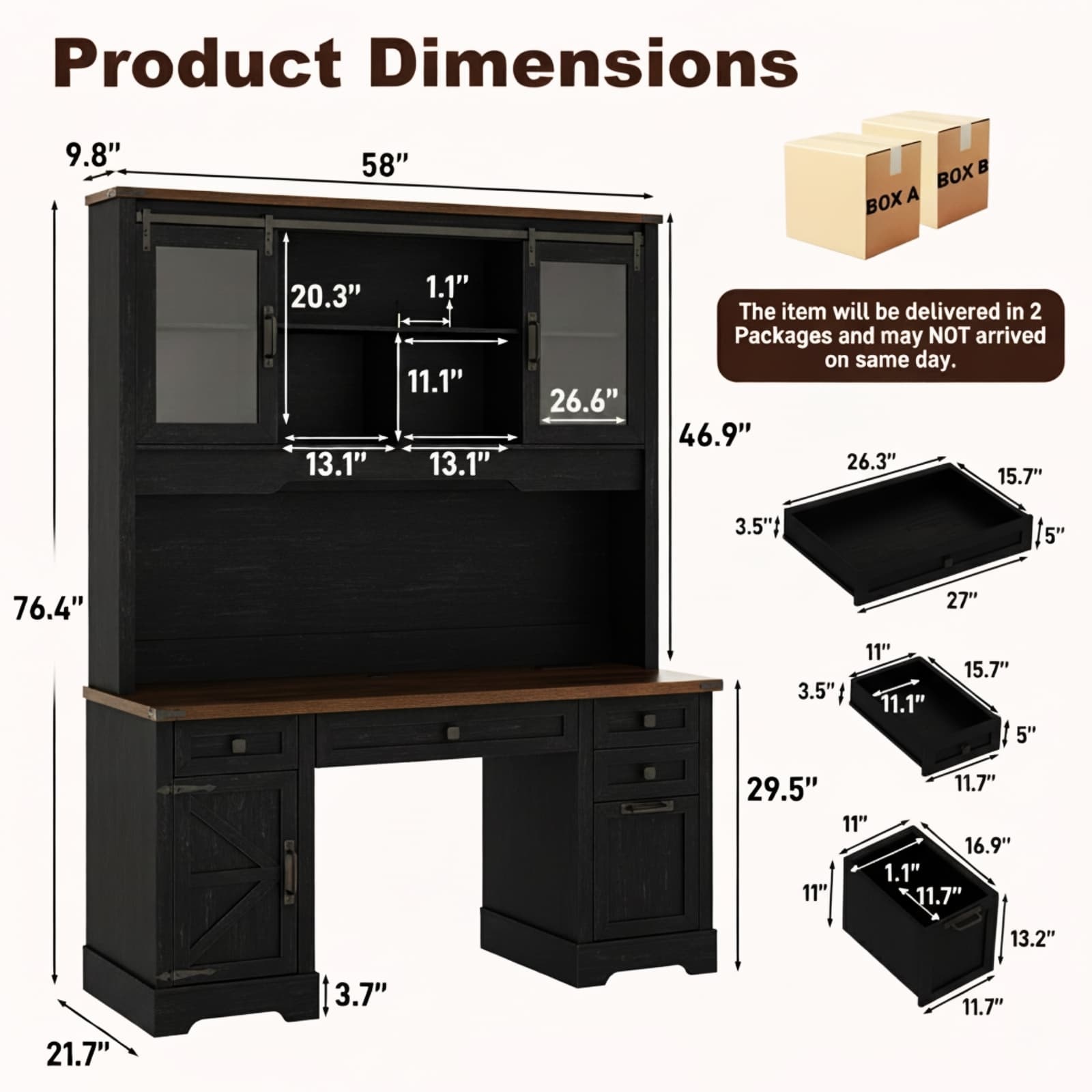 Blotout 76" Height Computer Desk with Hutch