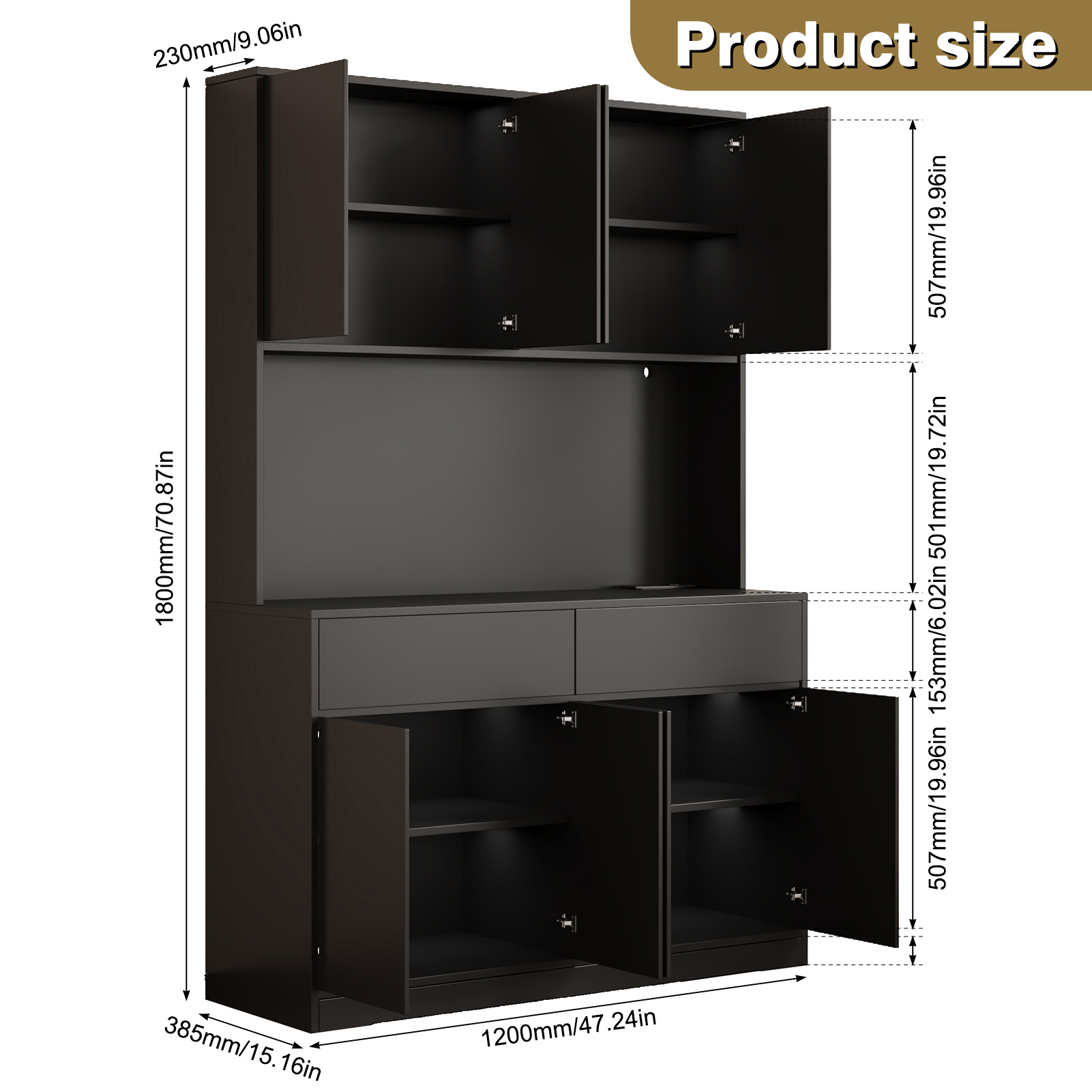 Modern LED Coffee Bar Cabinet with Charging Station
