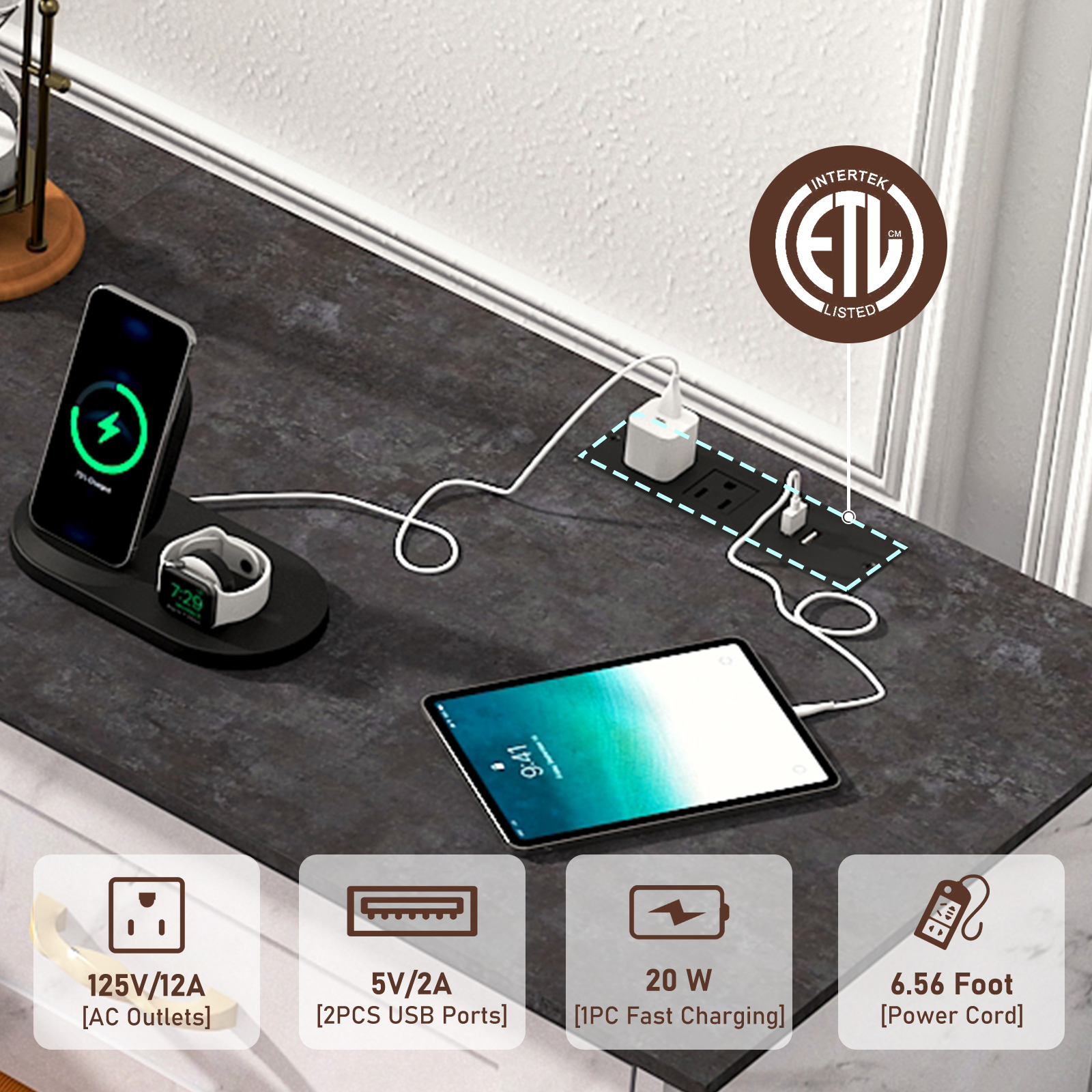 Blotout Luxury 10 Drawer Dresser, Marble White Dresser for Bedroom, 70" Wood Dressers TV Stand with Charging Station & Gold Handle, Modern Wood Dressers & Chests of Drawers