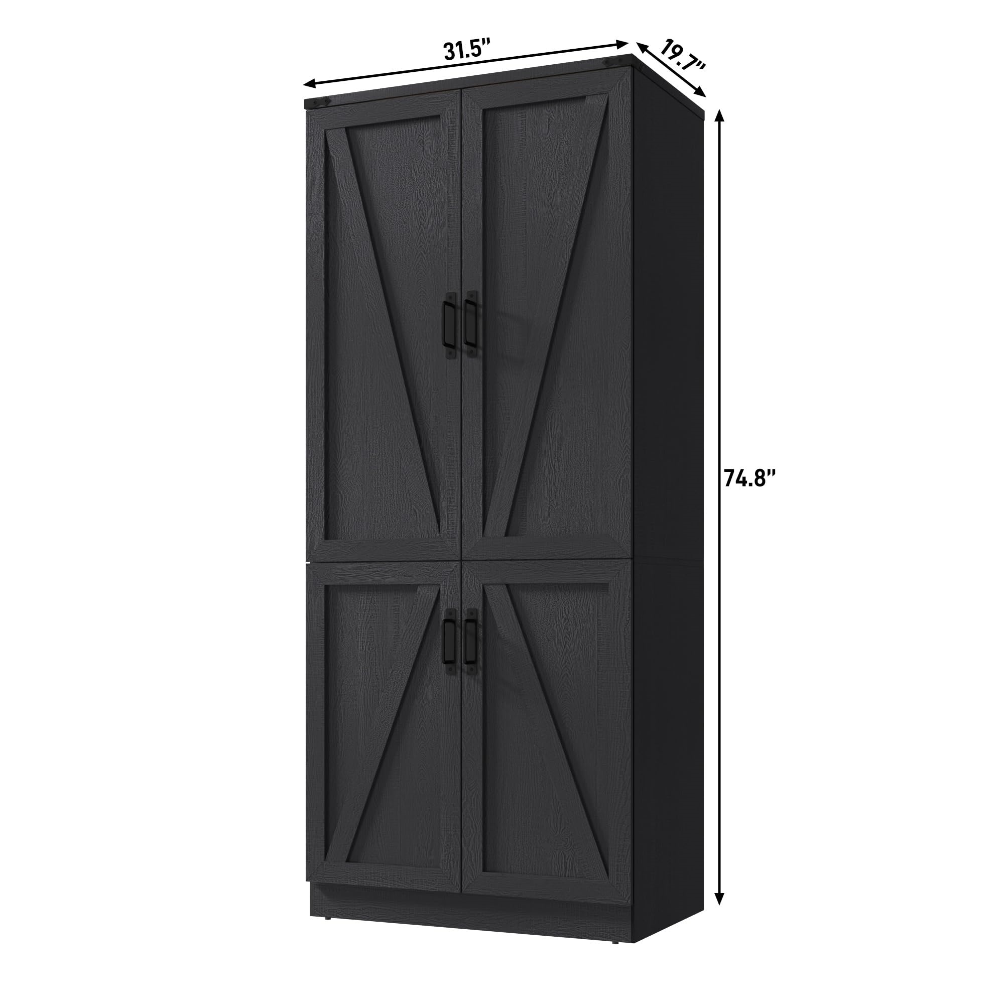 Blotout 75" H Wardrobe Closet with LED Light & 4 Doors