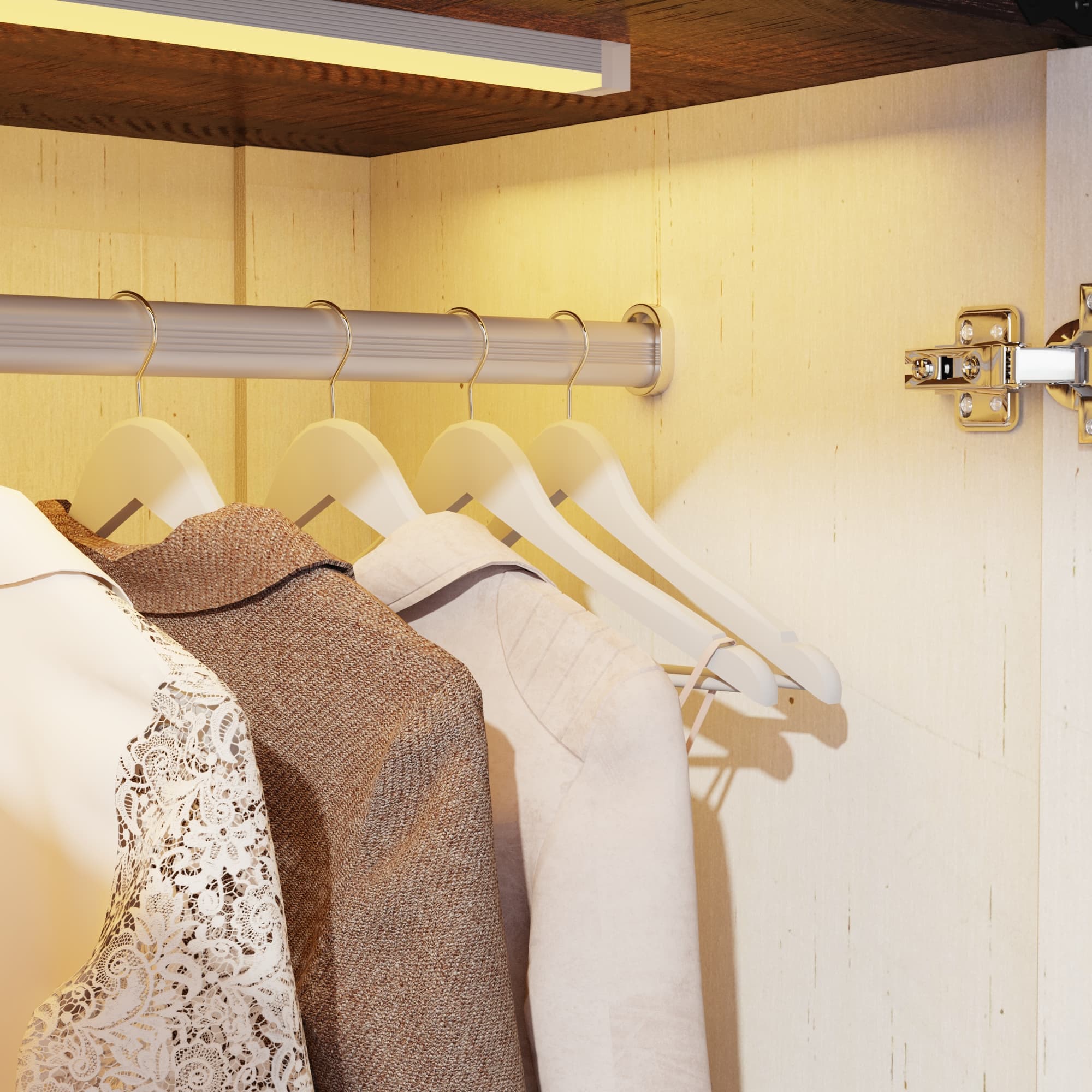 74" H Wardrobe Closet with LED Light 