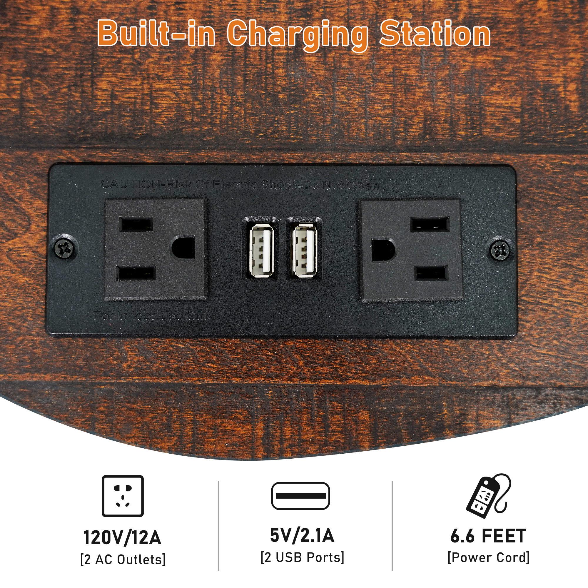 Blotout 70" LED Lights Electric Fireplace TV Stand for TVs up to 80", 36" Tall Farmhouse Entertainment Center with 40" Fireplace, Power Outlets and 4 Drawers (Brown)