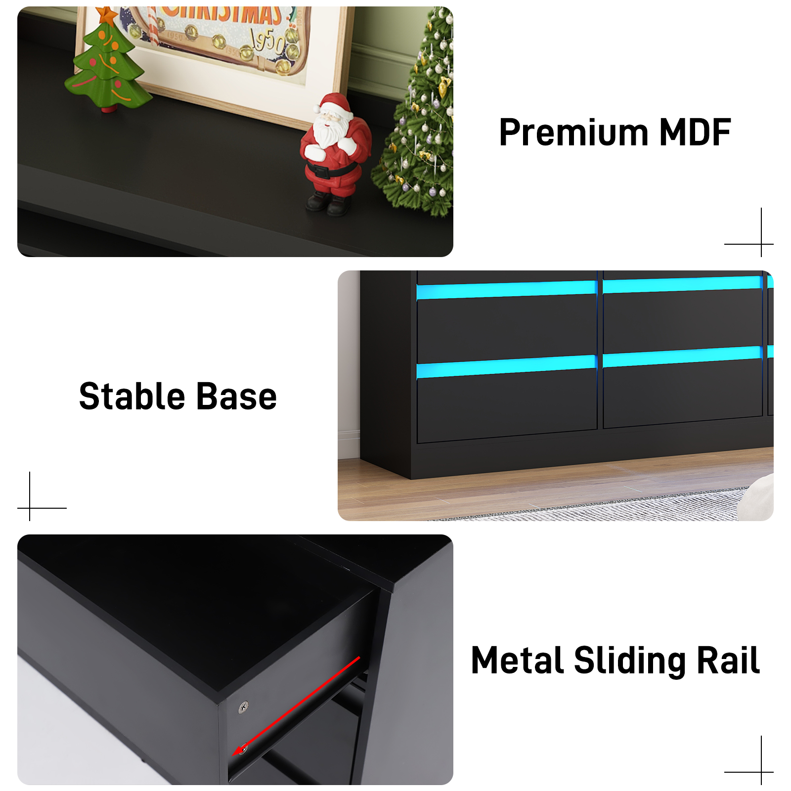 9 Drawer Dresser with LED Light & Charging Station, 63" Long Modern Dresser with 9 Drawers for Bedroom, Wooden Dresser Large Closet of Drawers