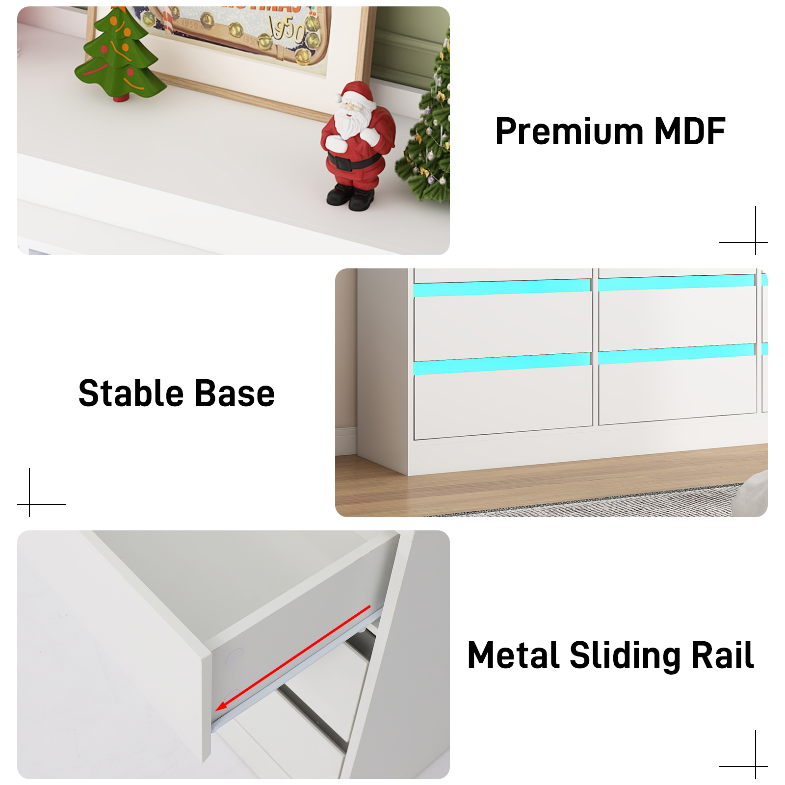 9 Drawer Dresser with LED Light & Charging Station, 63" Long Modern Dresser with 9 Drawers for Bedroom, Wooden Dresser Large Closet of Drawers