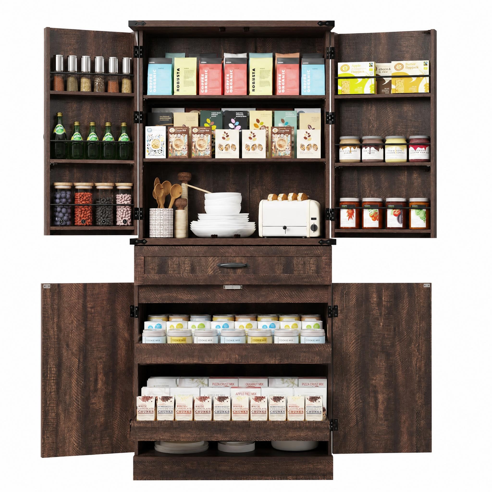 71" Tall Farmhouse Kitchen Pantry Cabinet