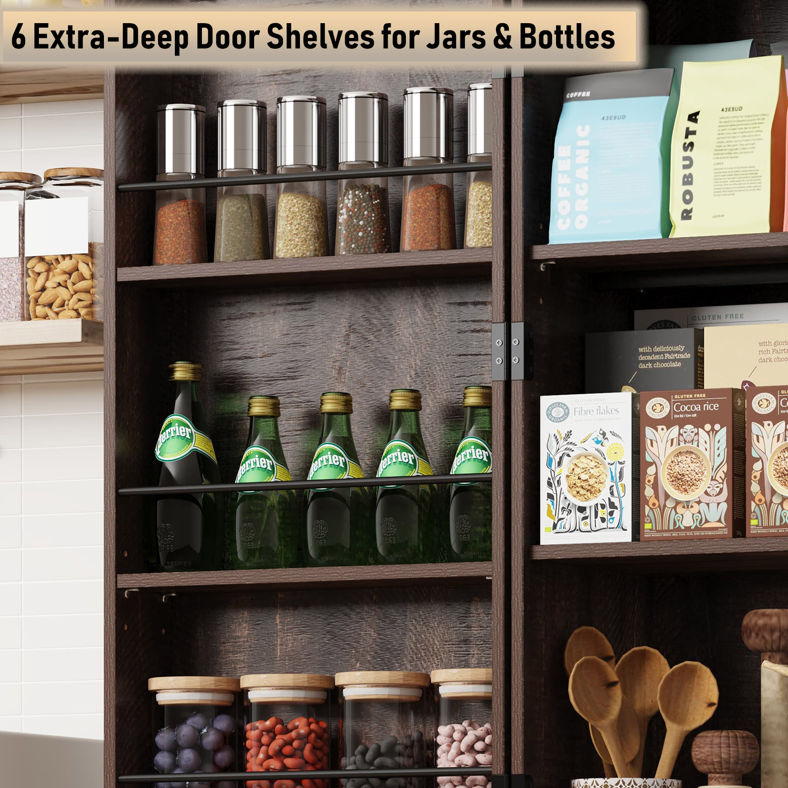 71" Tall Farmhouse Kitchen Pantry Cabinet