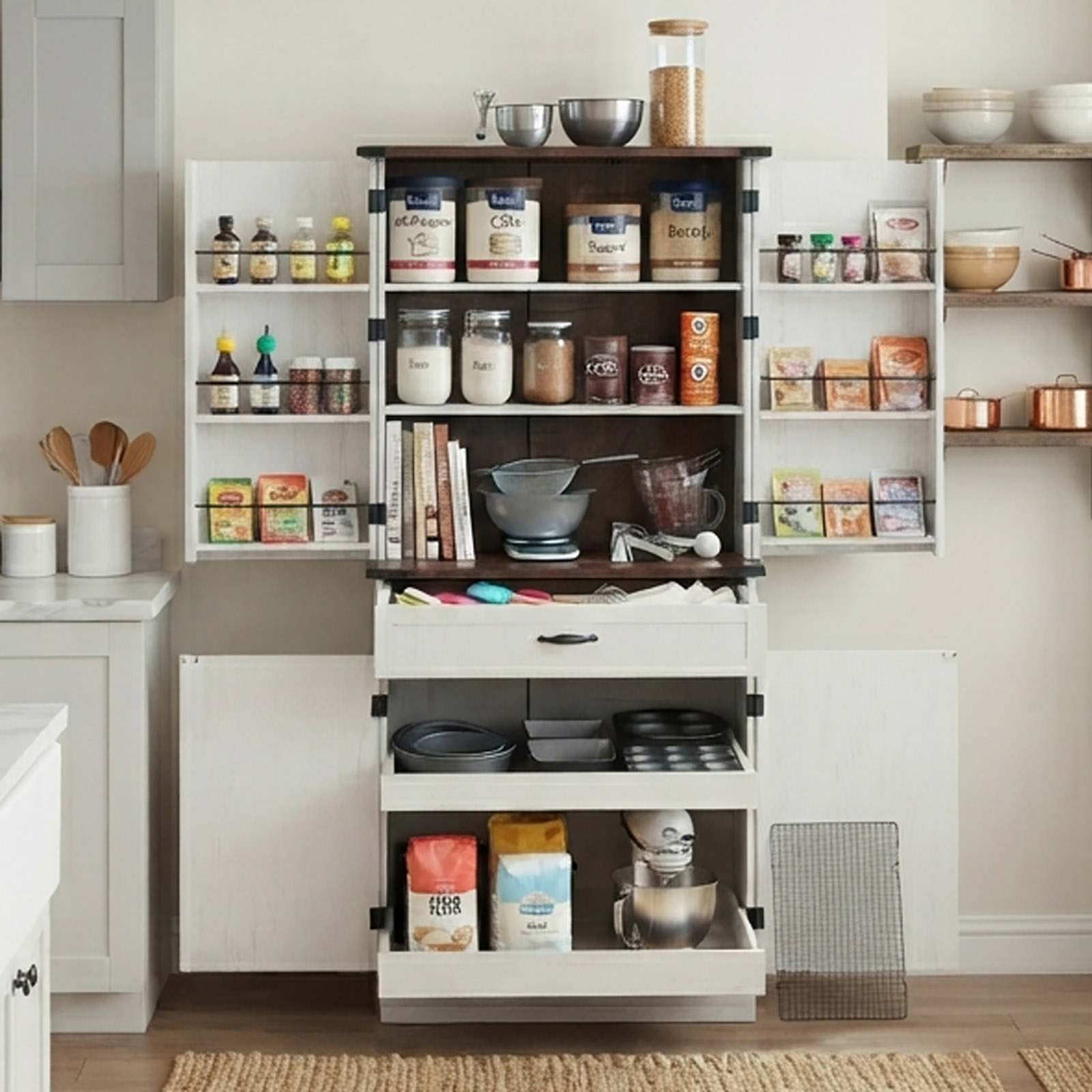71" Tall Farmhouse Kitchen Pantry Cabinet
