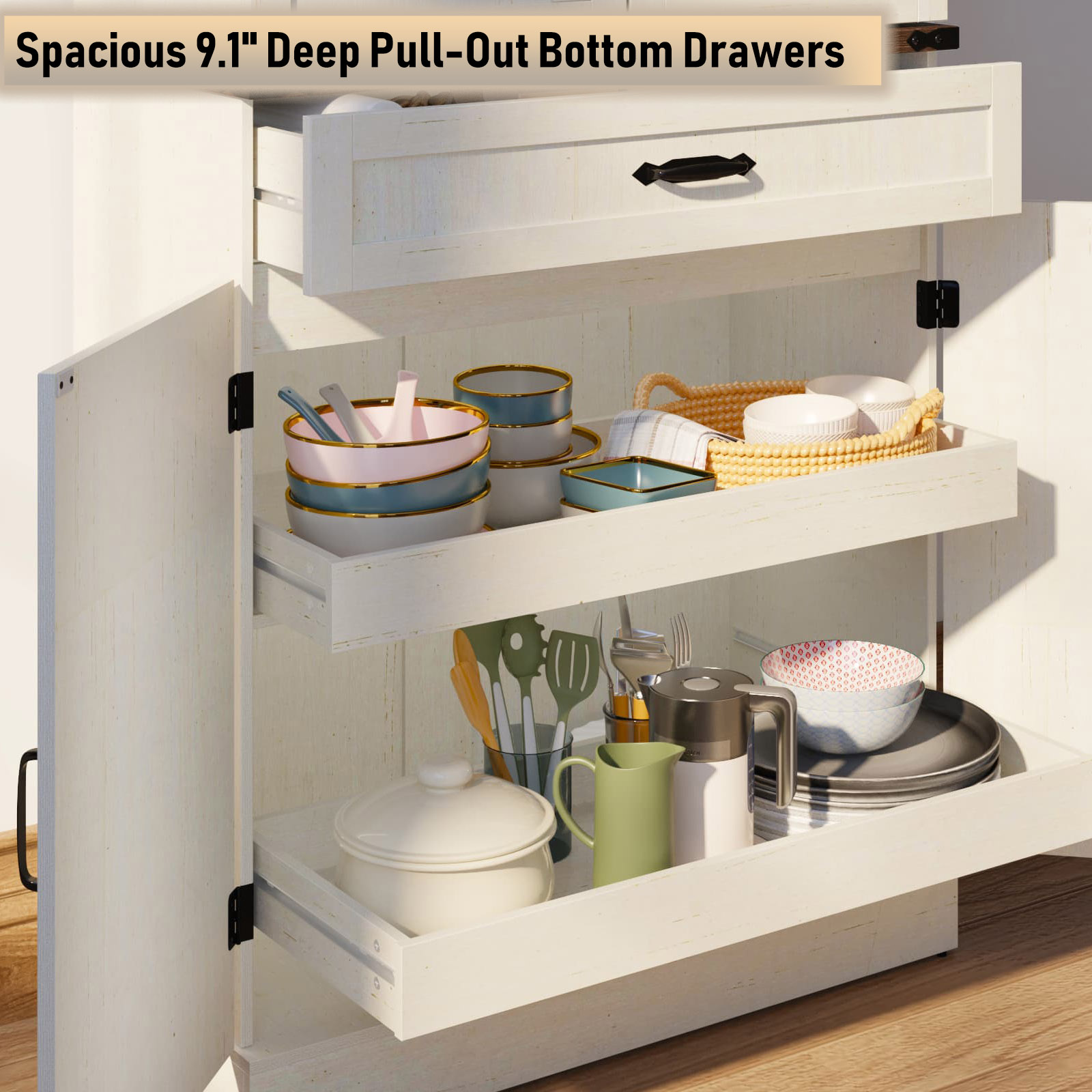 71" Tall Farmhouse Kitchen Pantry Cabinet