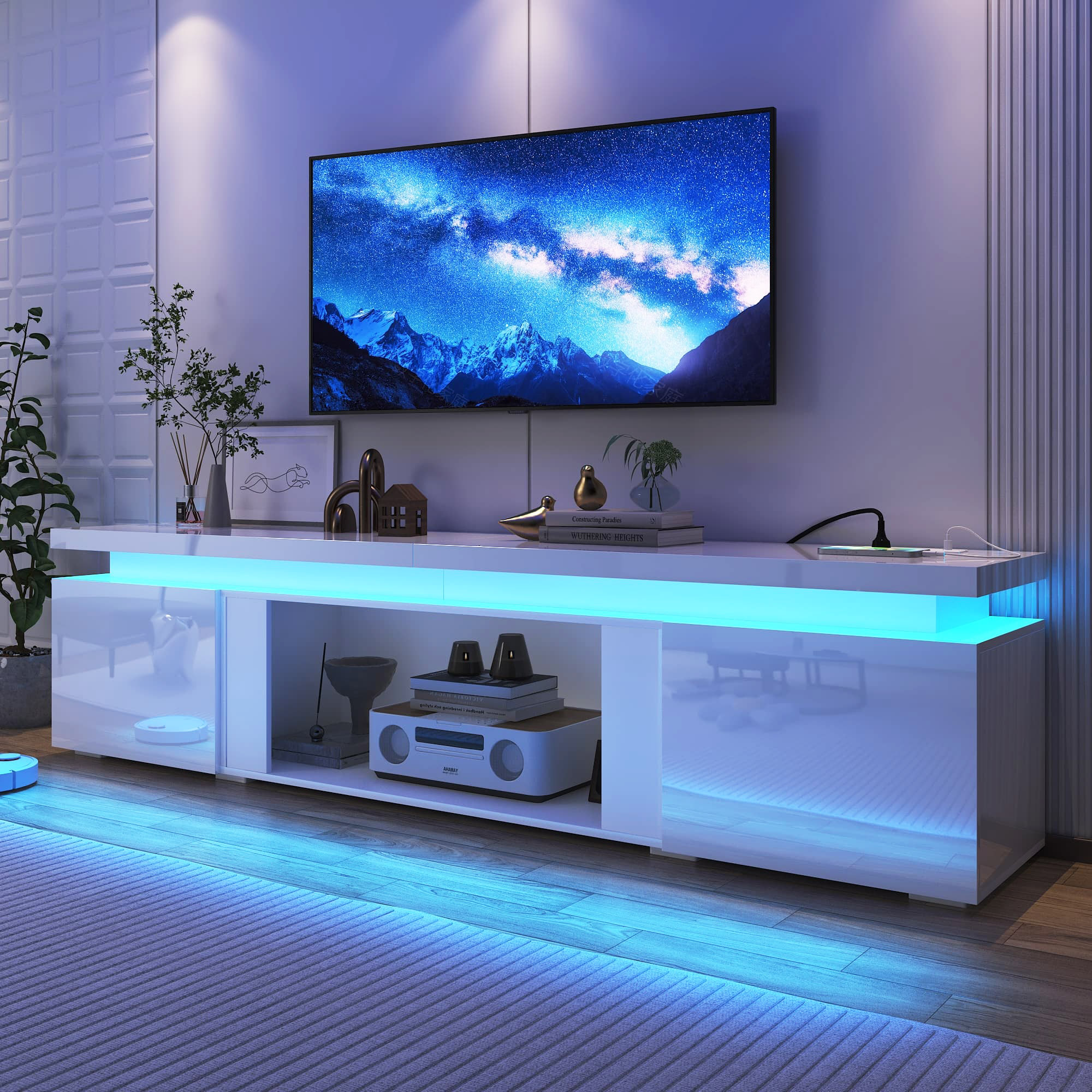 LED TV Stand with Power Outlet for up 65" - 100" TVs