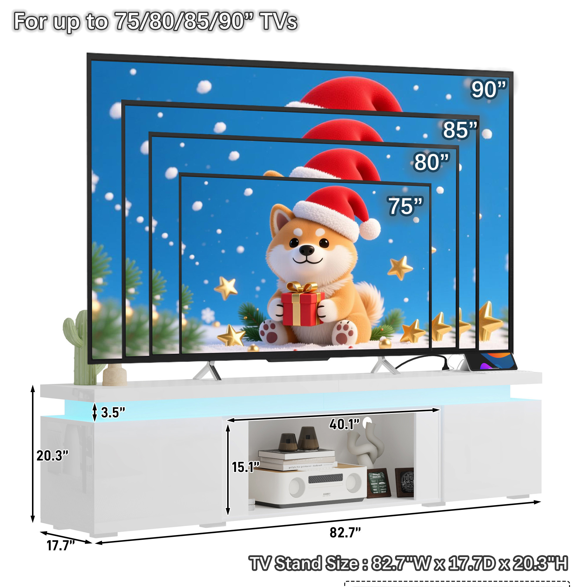 LED TV Stand with Power Outlet for up 65" - 100" TVs