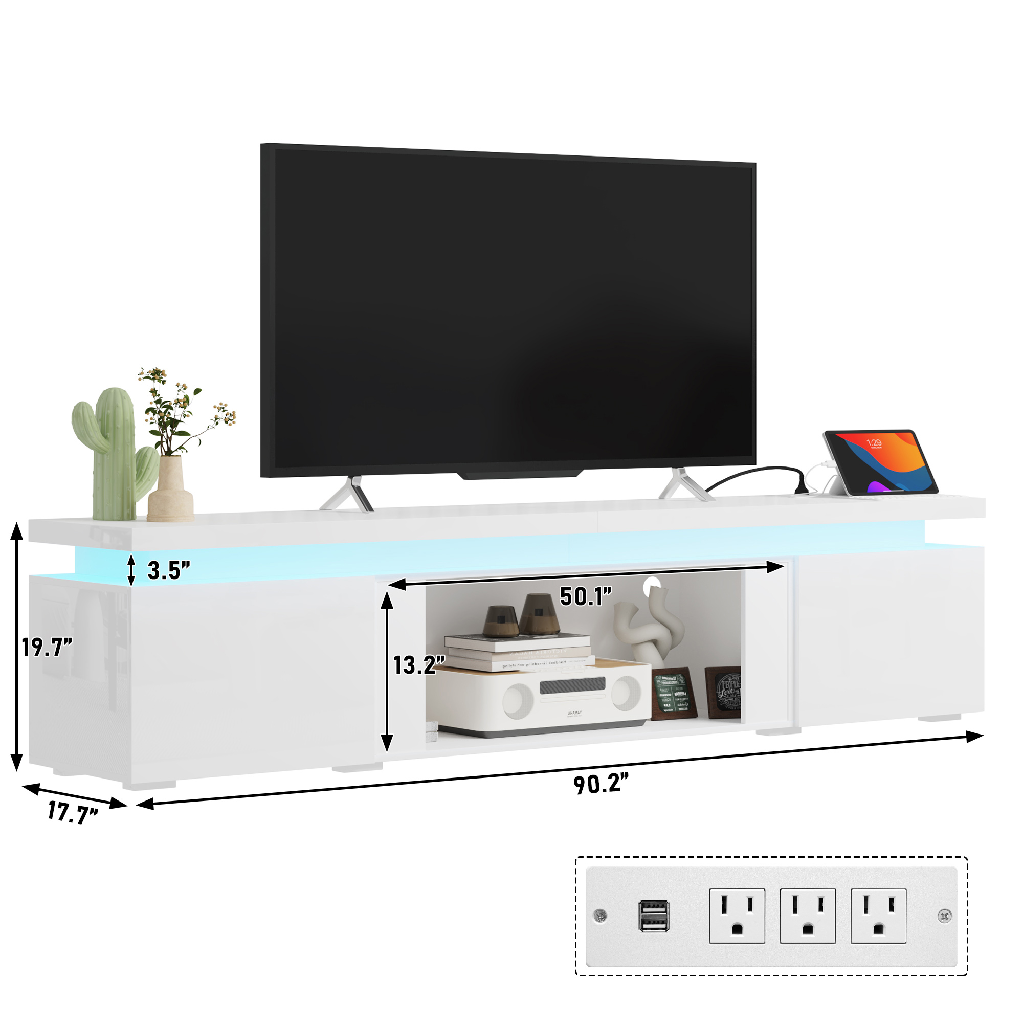 LED TV Stand with Power Outlet for up 65" - 100" TVs