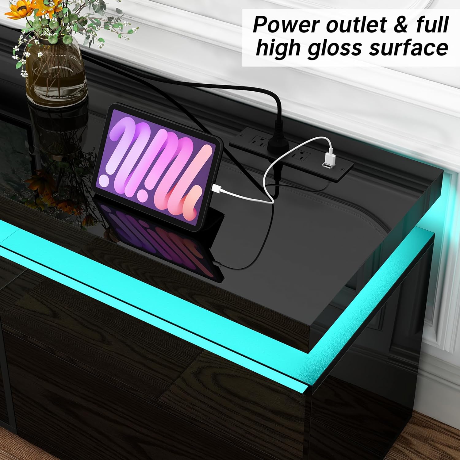 LED TV Stand with Power Outlet for up 65" - 90" TVs