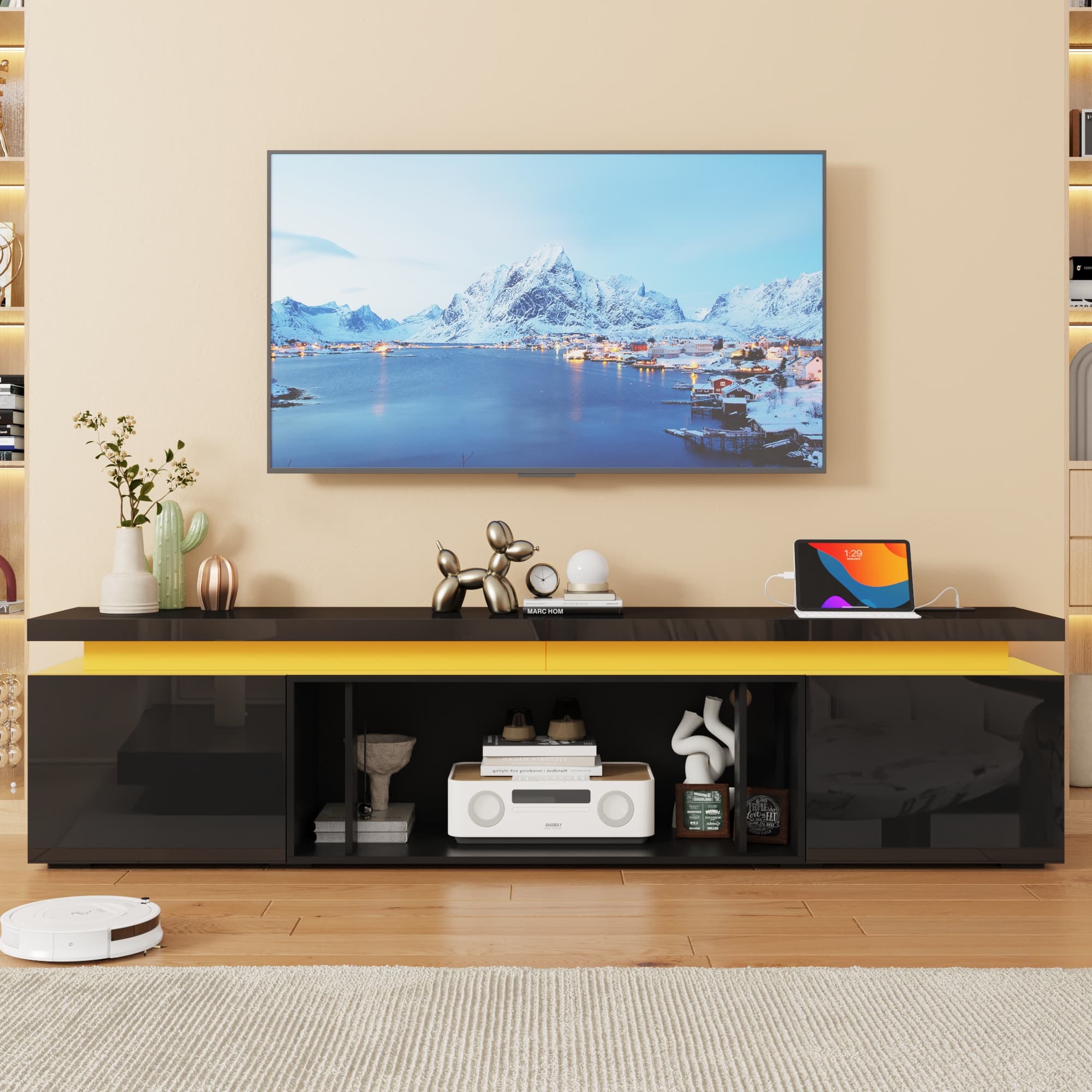 LED TV Stand with Power Outlet for up 65" - 90" TVs