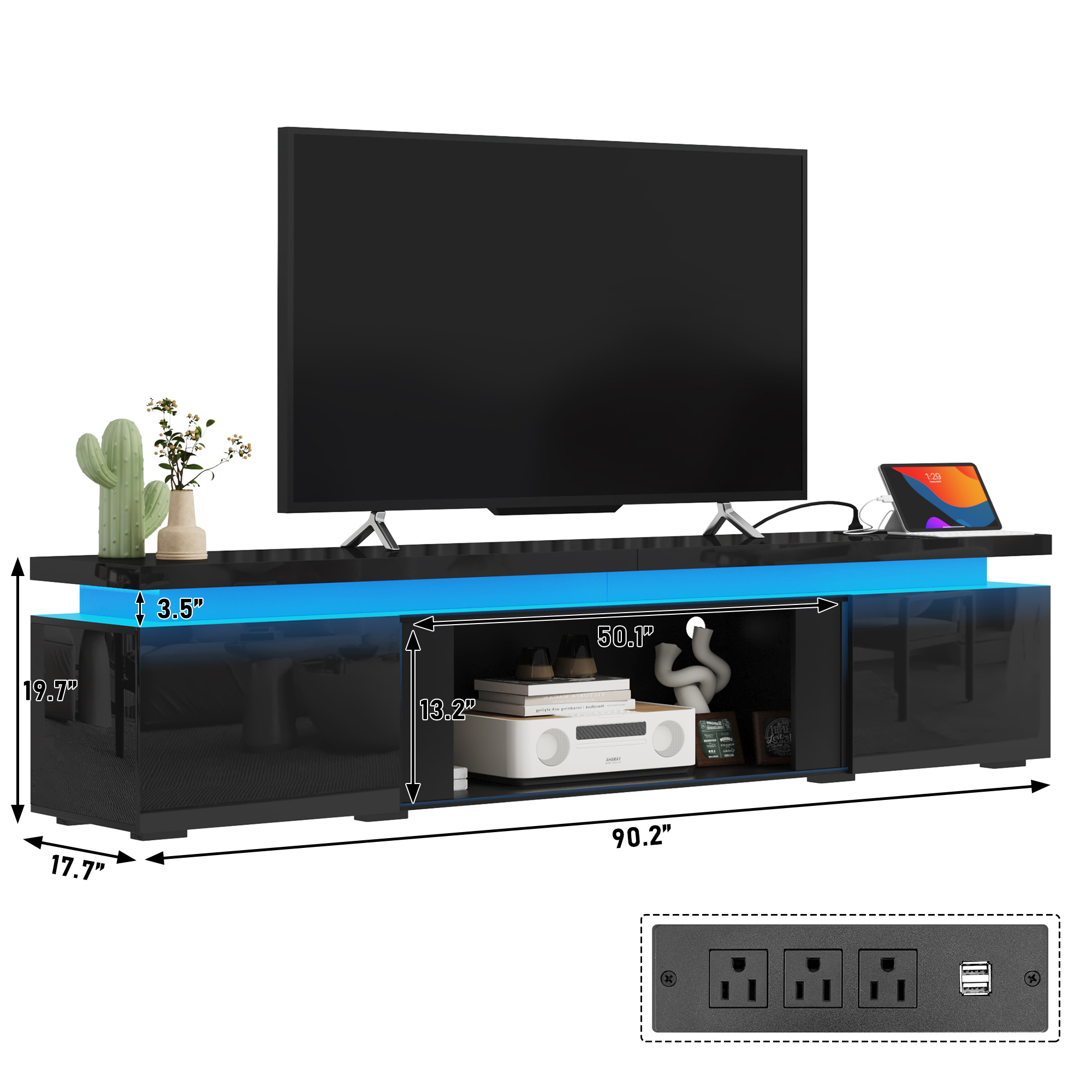 LED TV Stand with Power Outlet for up 65" - 100" TVs