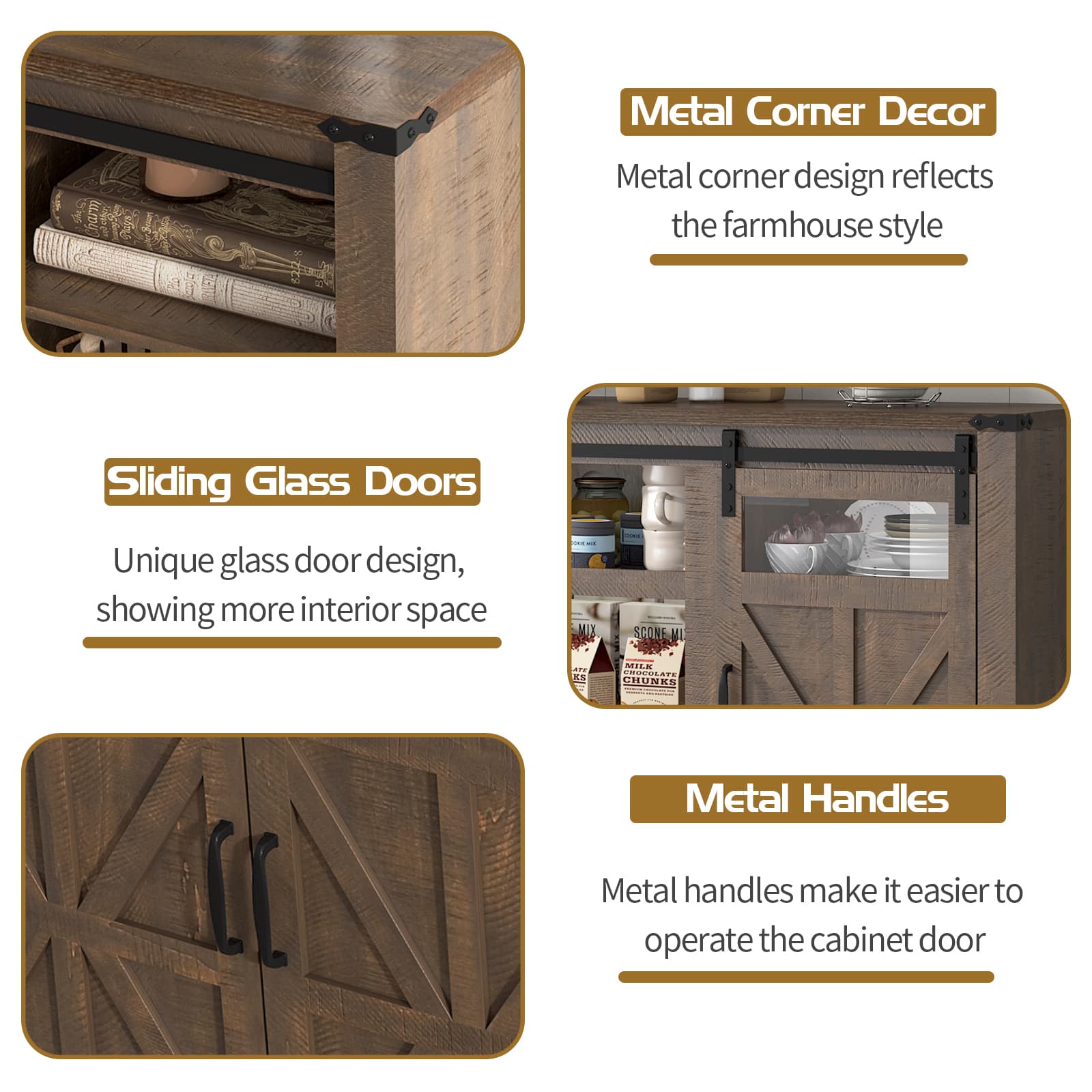 Farmhouse Barn Door TV Stand for up 75" TVs w/ Outlets & USB