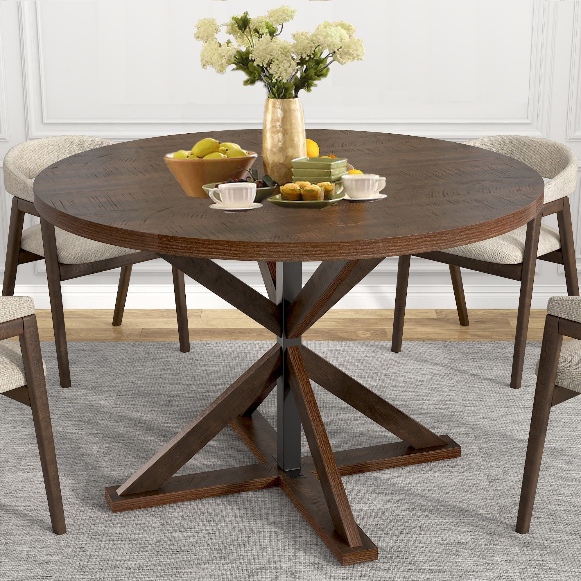 Blotout Round Dining Table for 4 Persons, 47"