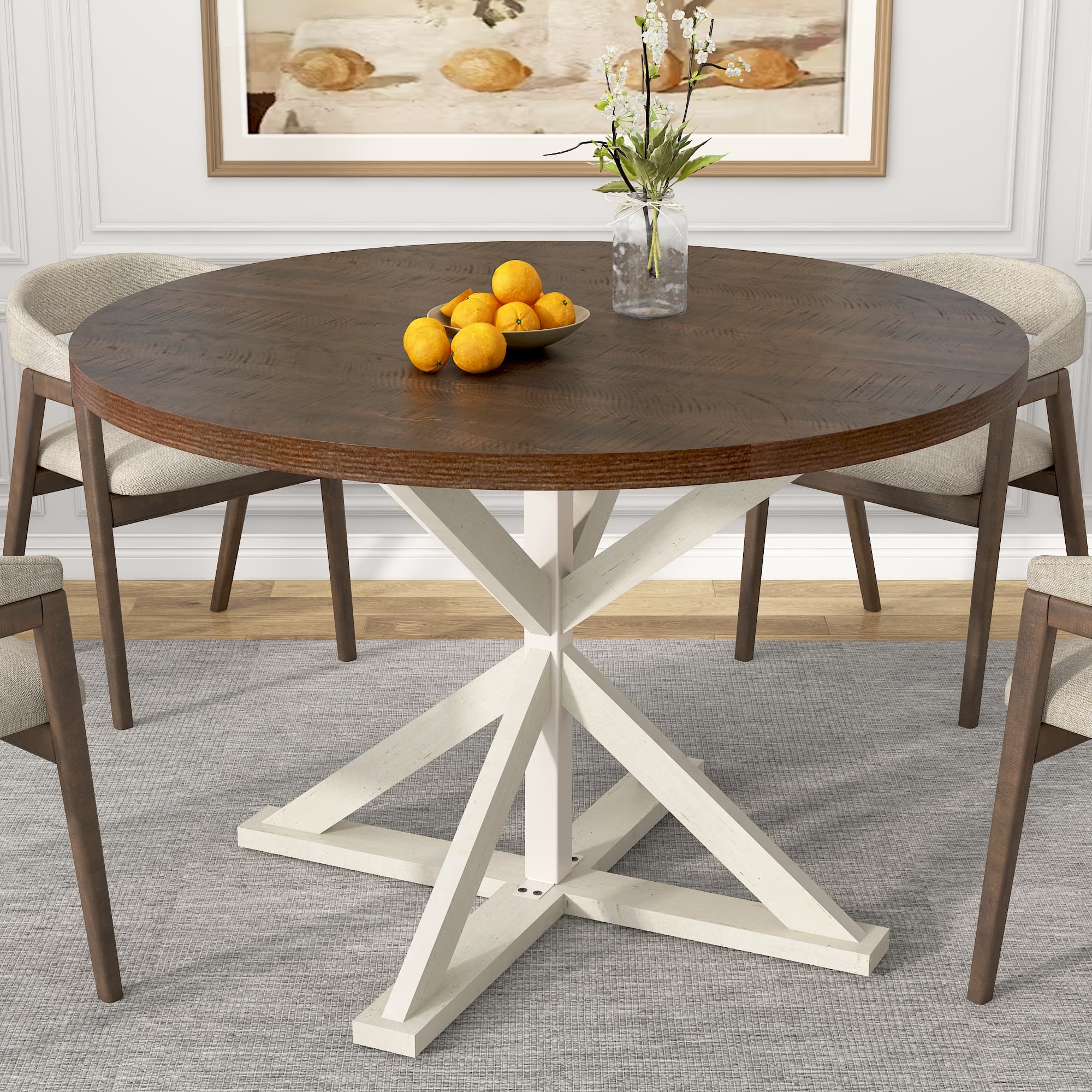 Blotout Round Dining Table for 4 Persons, 47" 