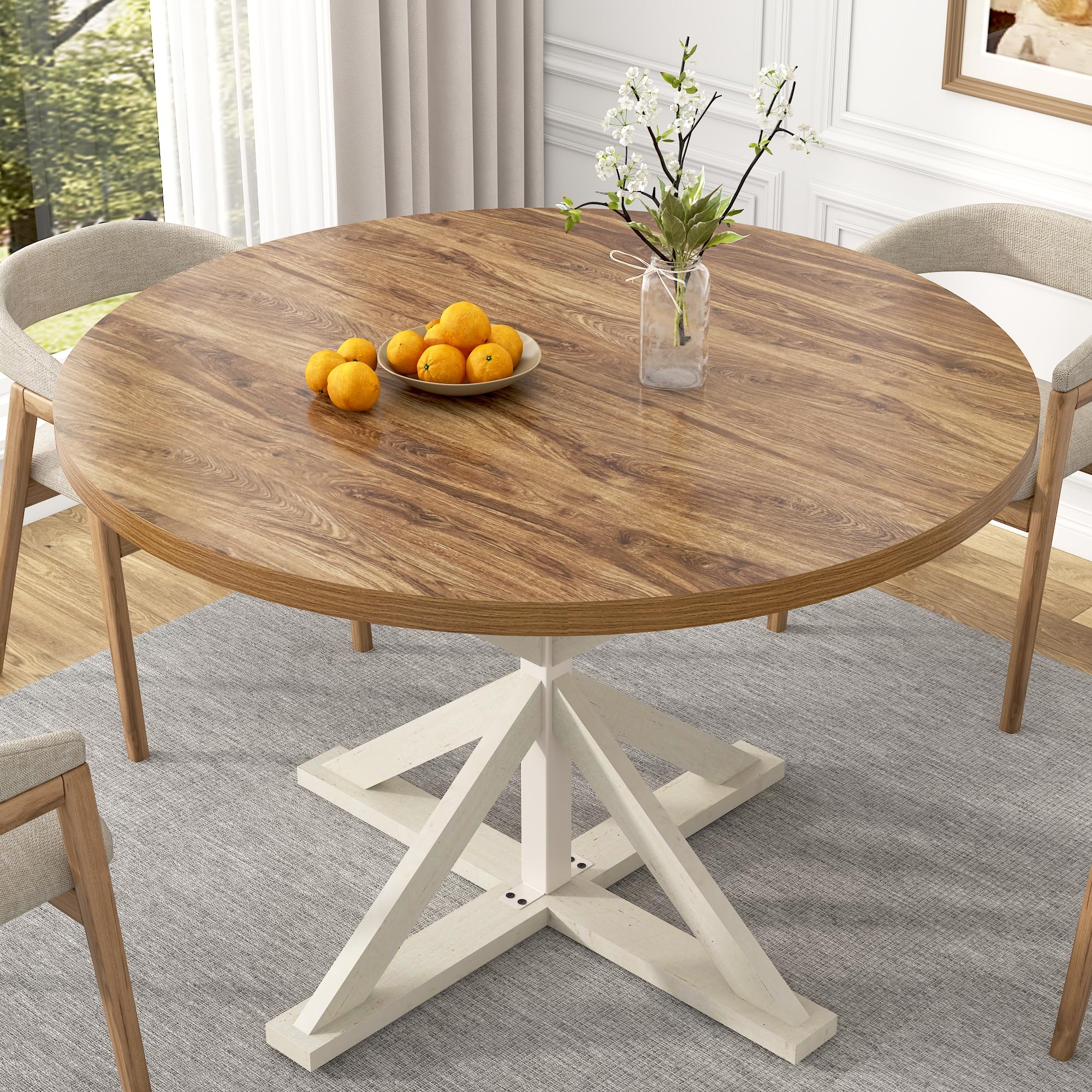 Blotout Round Dining Table for 4 Persons, 47"