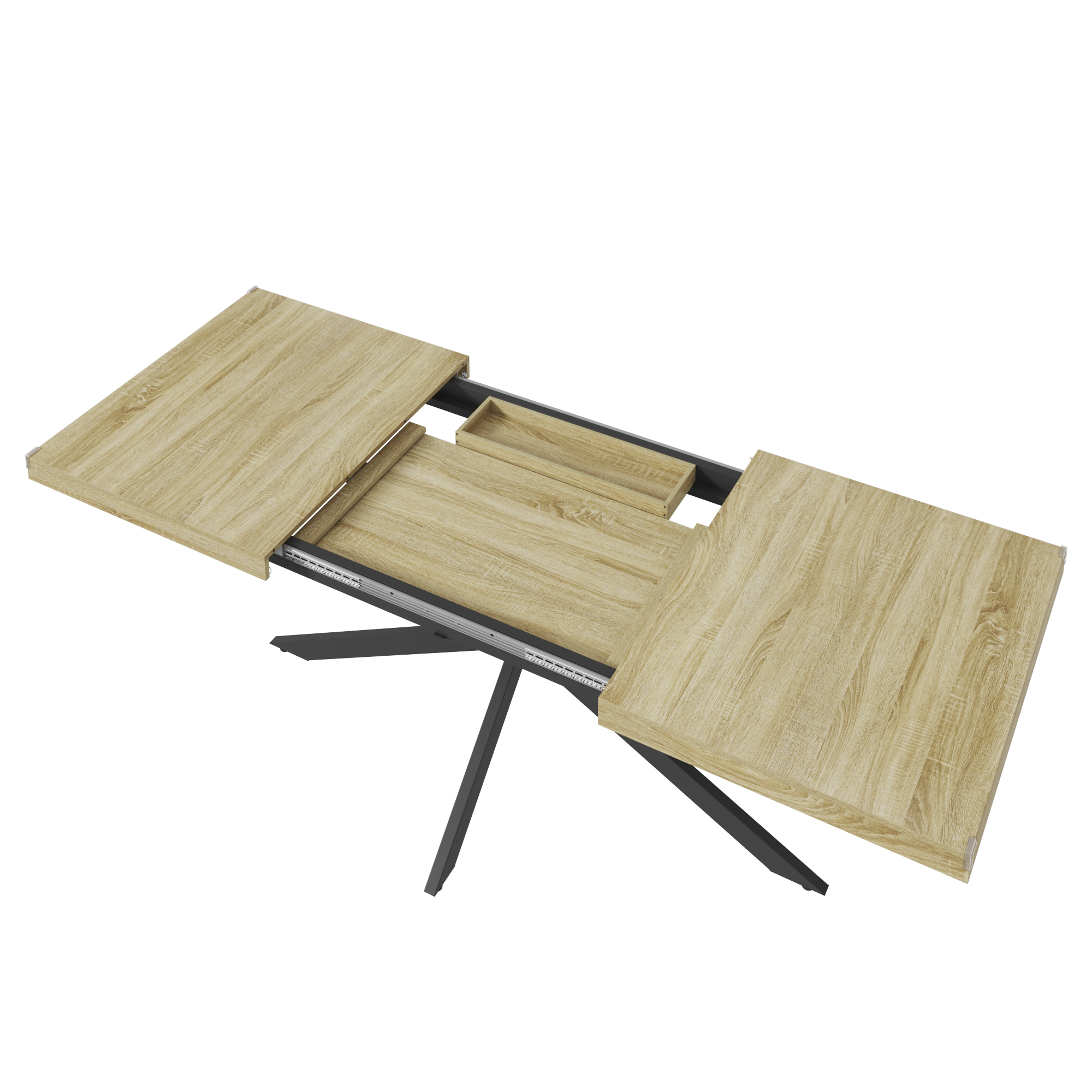 59.1"-78.7" Extendable Dining Table for 6-8,Modern Kitchen Table with Hidden Storage,Metal Support Legs, Stable Structure