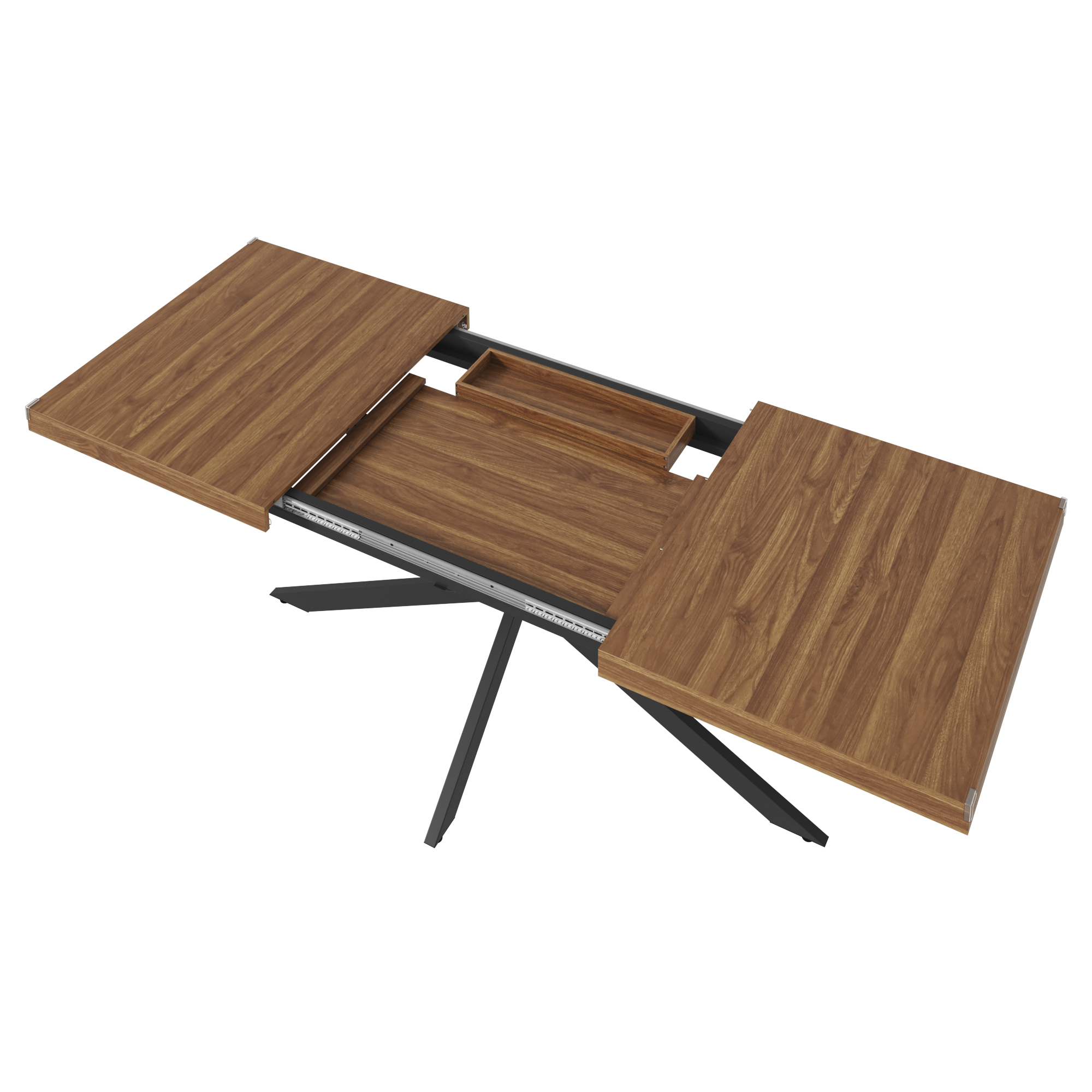 59.1"-78.7" Extendable Dining Table for 6-8,Modern Kitchen Table with Hidden Storage,Metal Support Legs, Stable Structure