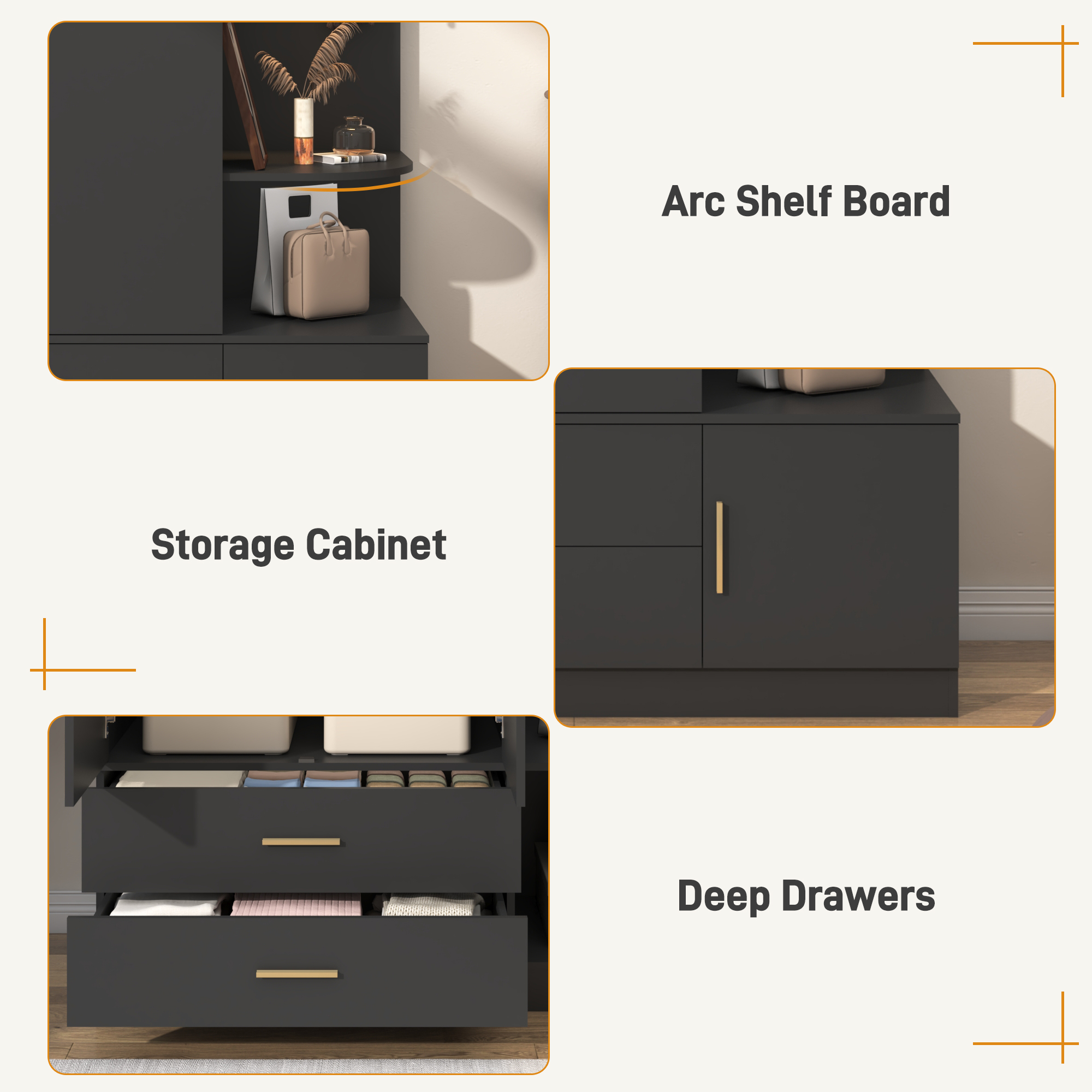 Blotout 2 Door Armoire Wardrobe Closet with Mirror & Sensor Lights, 71'' Large Wardrobe Armoire with 2 Drawers & Shelves, Modern Wooden Armoire Storage with Hanging Rod for Bedroom, Black