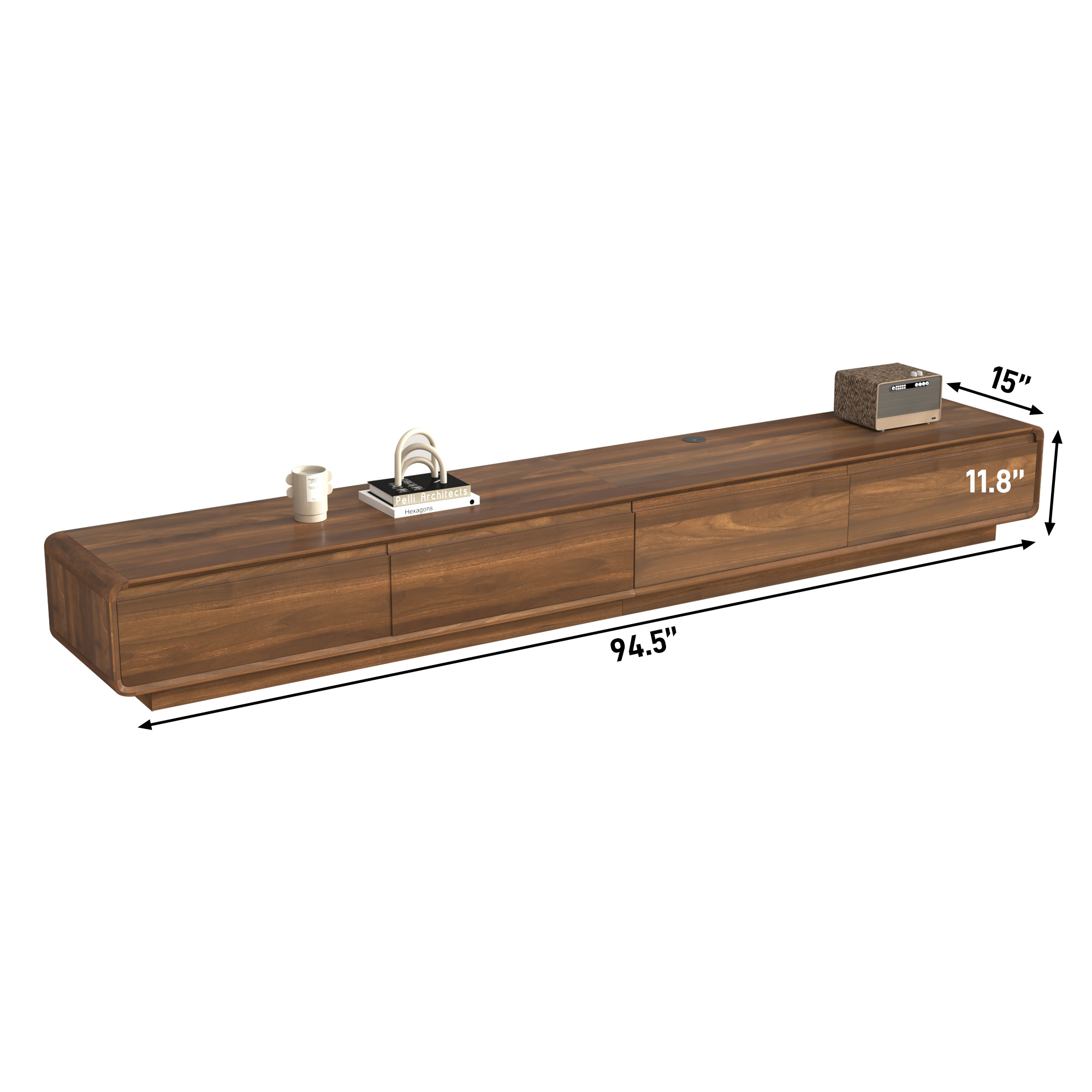 Blotout 94.5''Minimalist Floating TV Stand, Modern Wall-Mounted Media Console with 4 Drawers for Wall-mounted TV Up to 110''