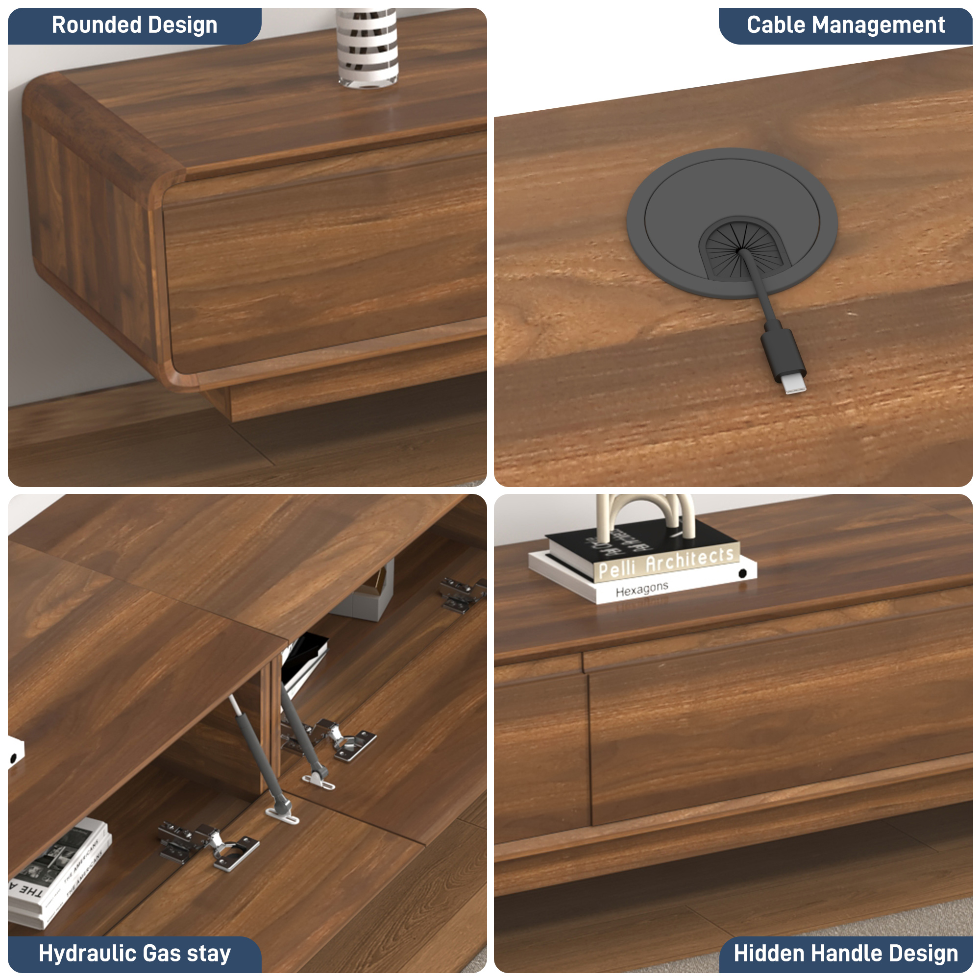 Blotout 94.5''Minimalist Floating TV Stand, Modern Wall-Mounted Media Console with 4 Drawers for Wall-mounted TV Up to 110''