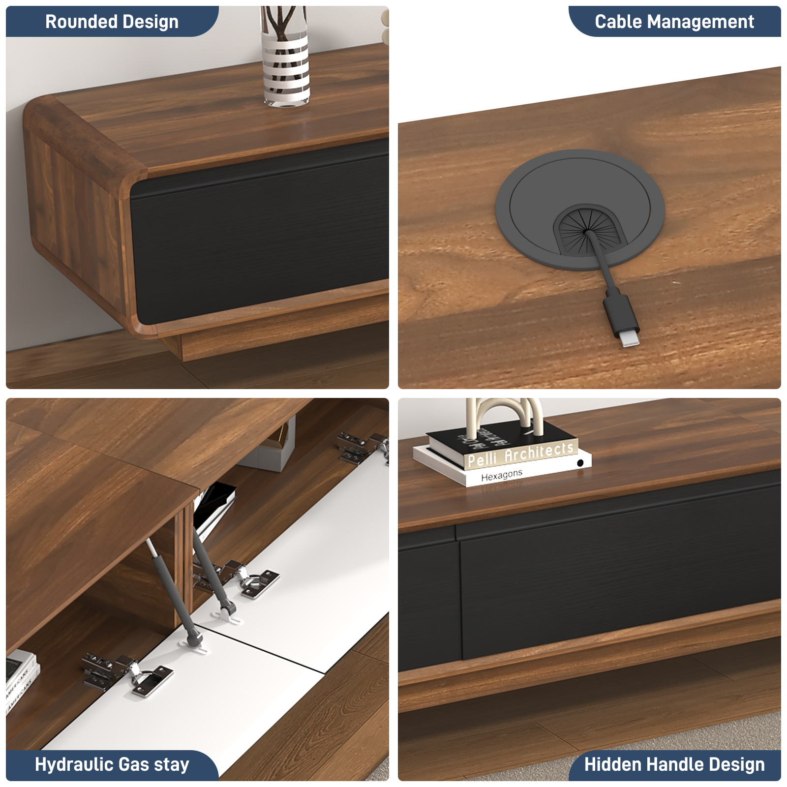 Blotout 94.5''Minimalist Floating TV Stand, Modern Wall-Mounted Media Console with 4 Drawers for Wall-mounted TV Up to 110''