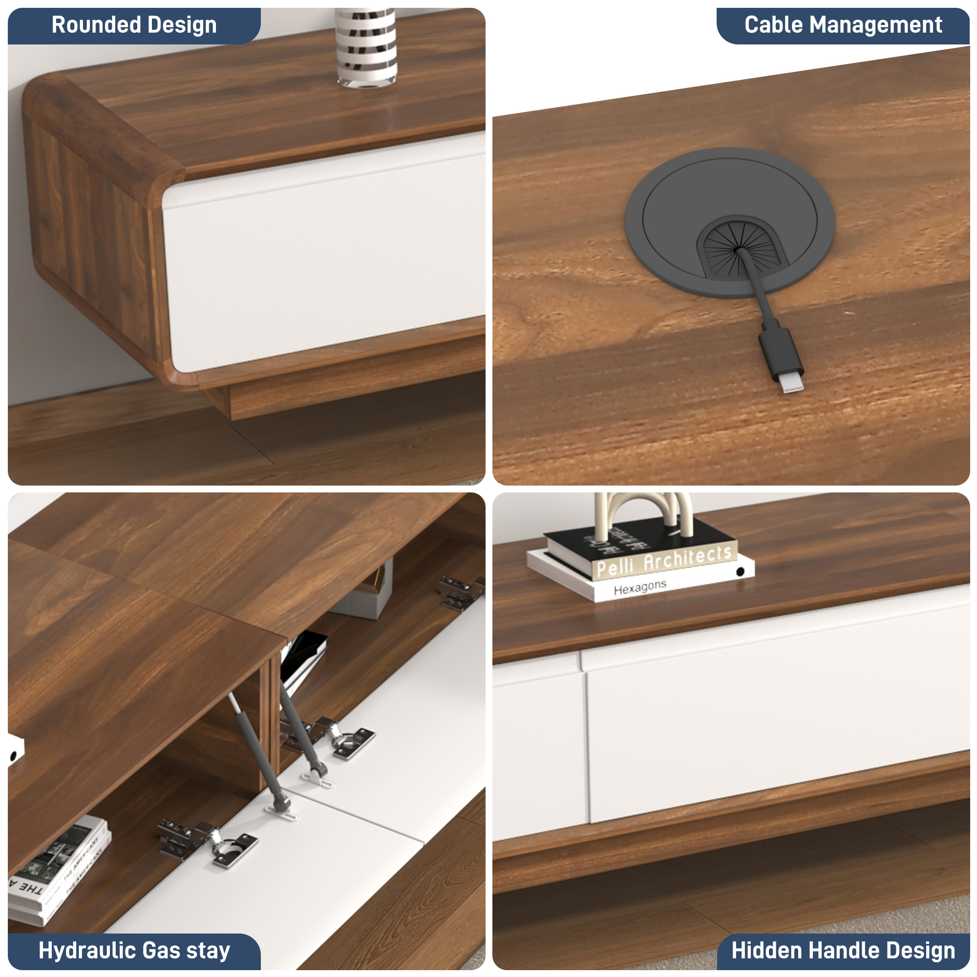 Blotout 94.5''Minimalist Floating TV Stand, Modern Wall-Mounted Media Console with 4 Drawers for Wall-mounted TV Up to 110''