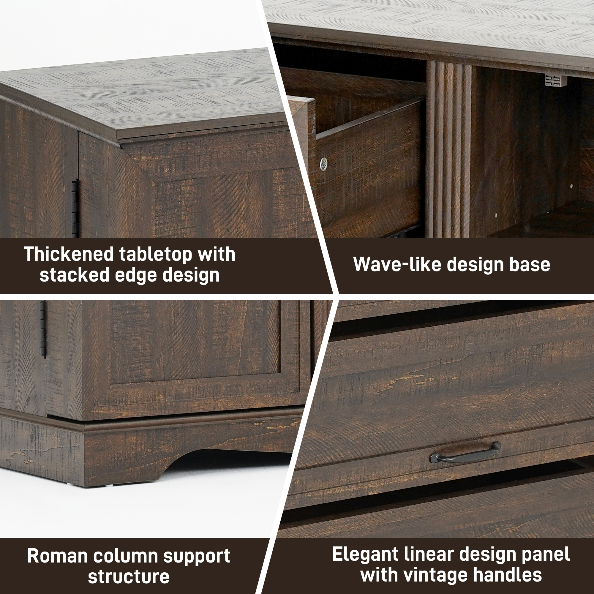 Blotout 65" Sideboard Buffet Cabinet with Storage, Farmhouse Kitchen Pantry Storage Cabinet, Credenza with Drawers, Wood Coffee Bar Cabinet, White