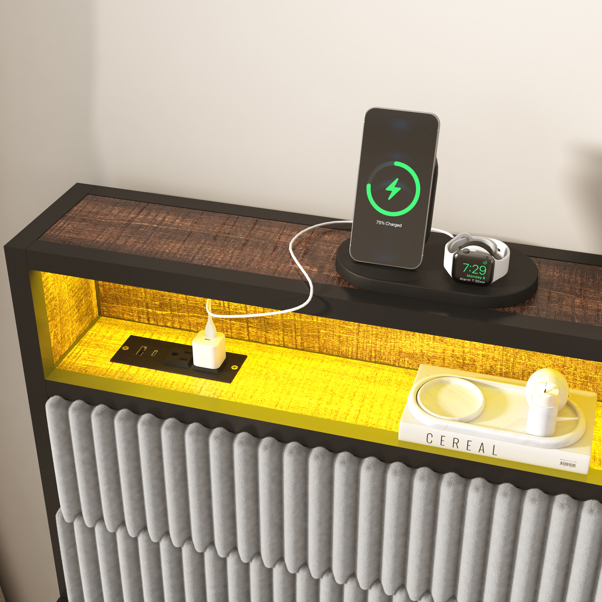 Walmart-0048-Blotout-US 标题: Blotout Daybed with Trundle Bed and LED Light, Twin Bed Frame with Storage Headboard and Charging Station, Sofa Bed with Strong Supports for Living Room, Bedroom, and Guest Room