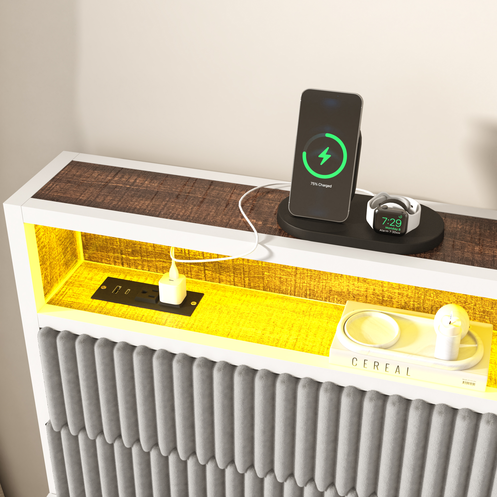 Walmart-0048-Blotout-US 标题: Blotout Daybed with Trundle Bed and LED Light, Twin Bed Frame with Storage Headboard and Charging Station, Sofa Bed with Strong Supports for Living Room, Bedroom, and Guest Room