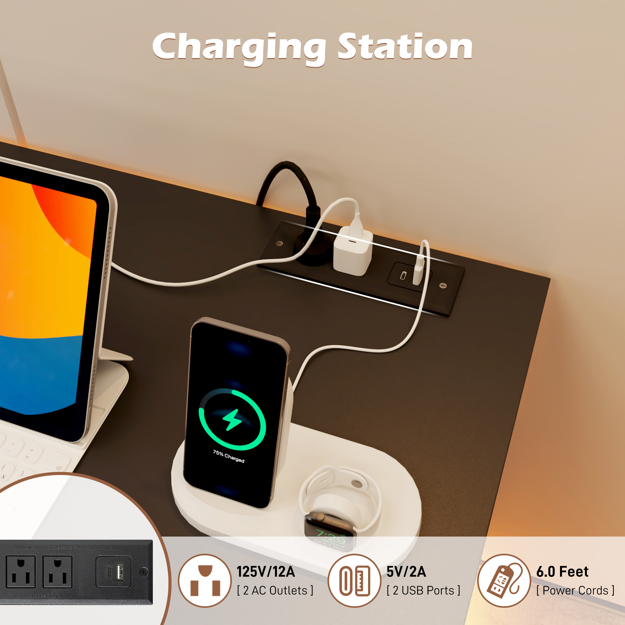 Blotout LED TV Stand for up to 85'' TVs with Power Outlet, 70'' Large Entertainment Center Console Table with 3 Storage Cabinet & Gaming Soundbar Shelf for Living Room, Bedroom