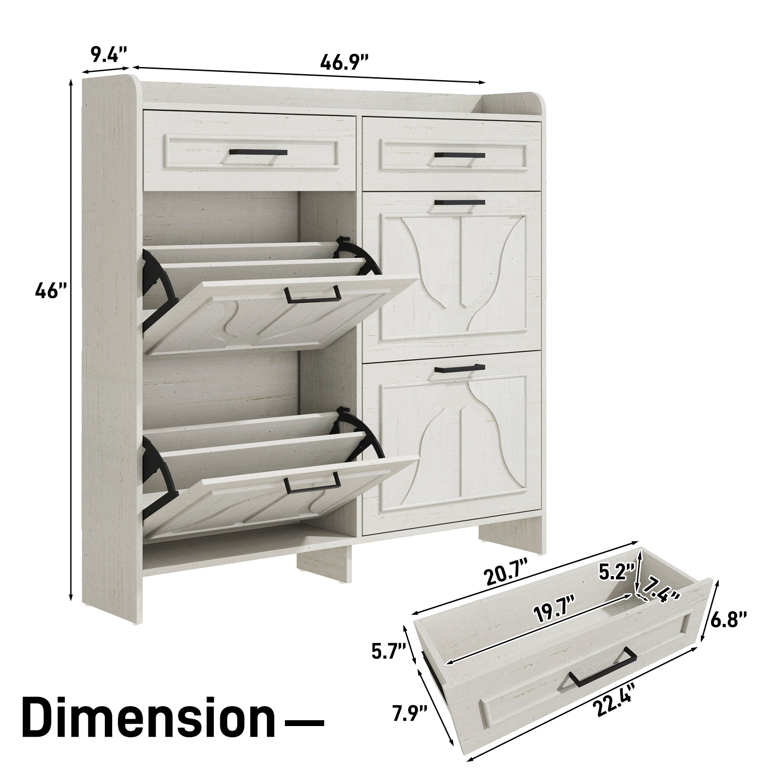 Blotout Shoe Storage Cabinet with 4 Flip Drawers & 2 Drawers, Freestanding Shoe Storage Cabinet with Adjustable Shelves, Hidden Narrow Shoe Rack Cabinet Storage for Entryway, Hallway, Living Room