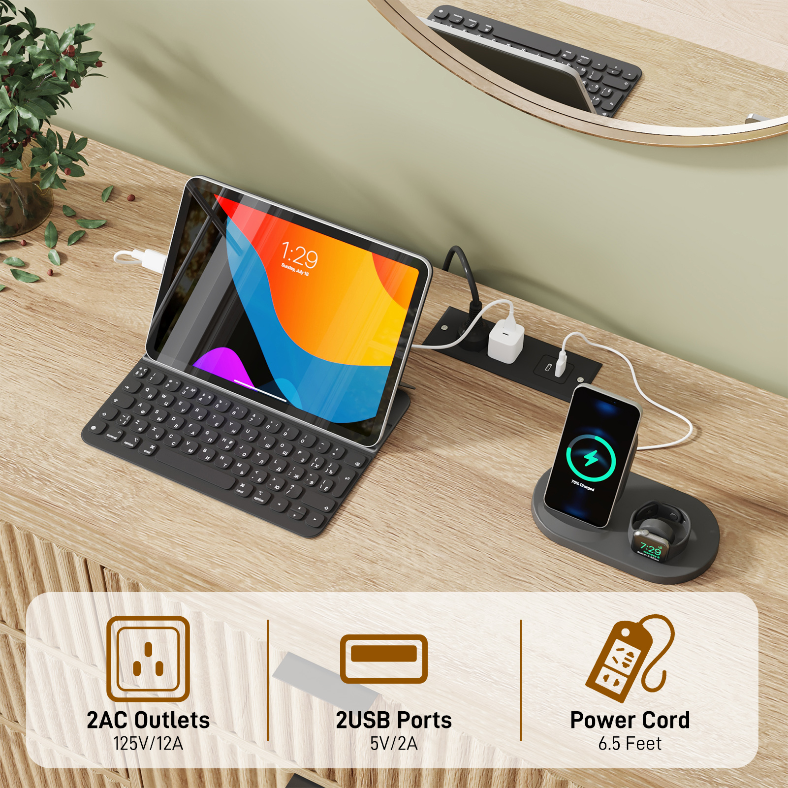 Blotout Fluted 9 Drawers Dresser for Bedroom, 63'' Wide Chest of Drawers with Power Outlet&Metal Handle, Fluted Fronts, Modern Dresser TV Stand, Wood Clothes Storage Organizer for Living Room, Hallway