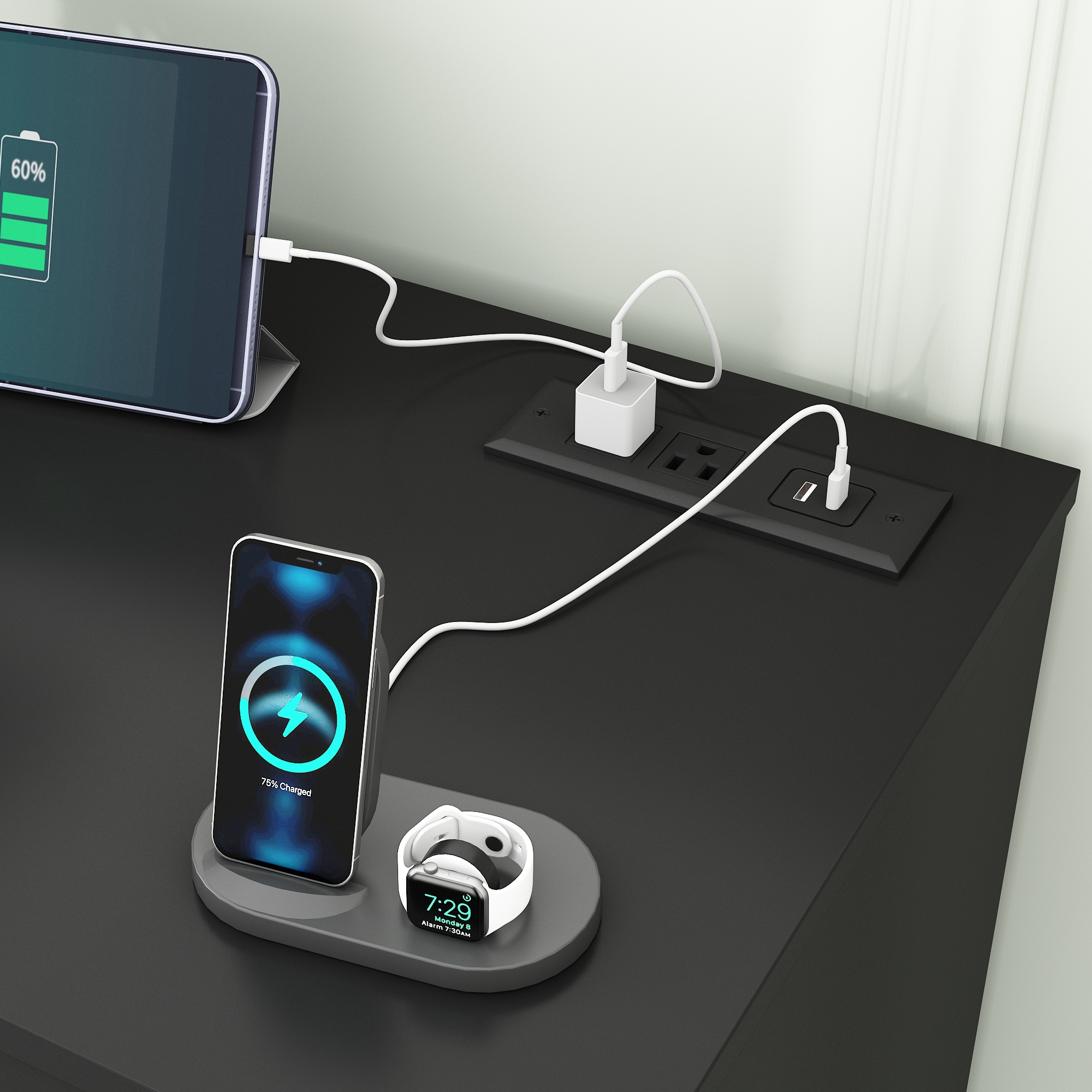 Blotout 10 Drawers Dresser w/Power Outlet, 60000 Colors Lights, 63''Long Wooden Dresser Chest w/Anti-toppling Design, Metal Handles Dresser for Living Room, Hallway, Entryway, Bedroom