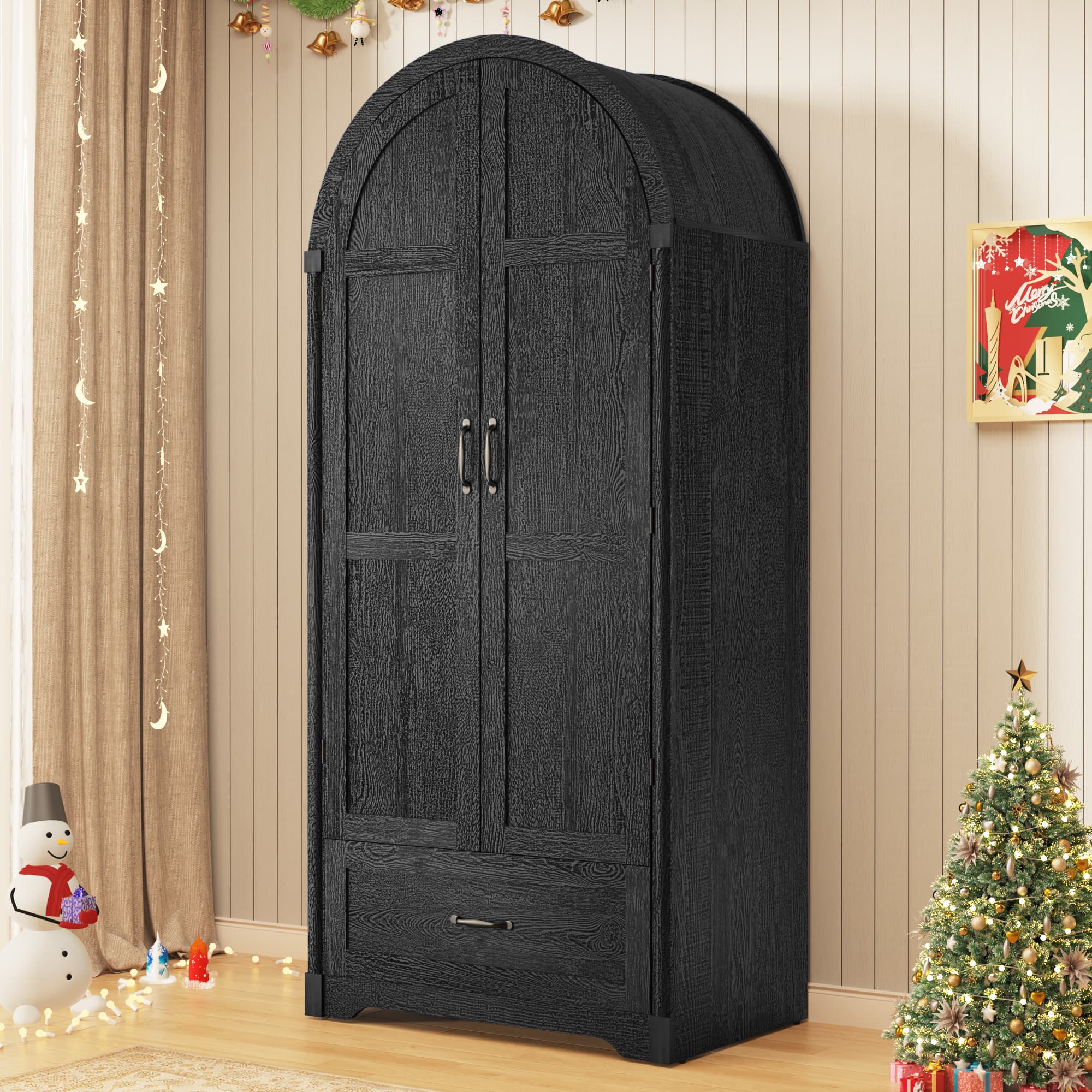 71"H Arched Armoire Wardrobe Closet for Bedroom