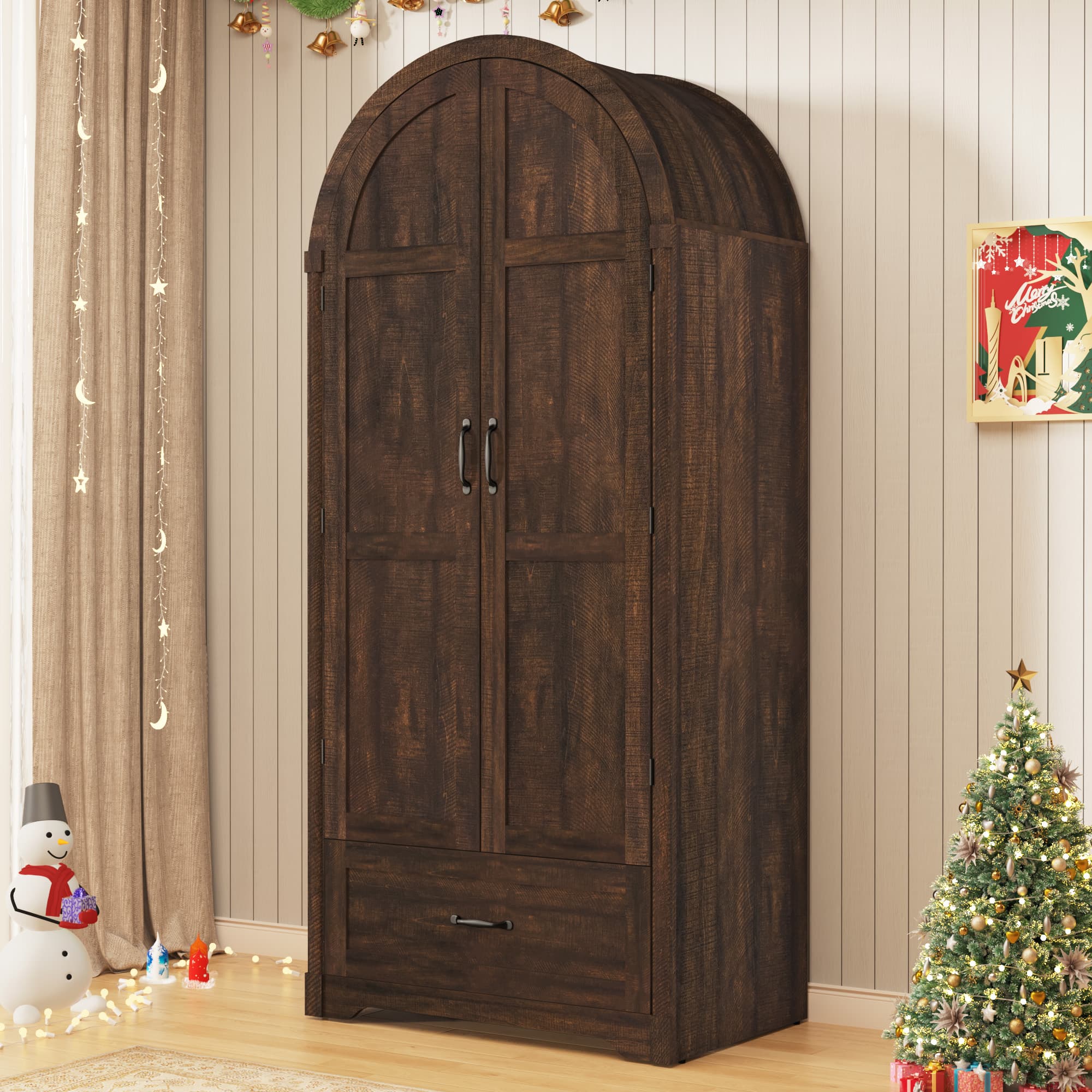 71"H Arched Armoire Wardrobe Closet for Bedroom