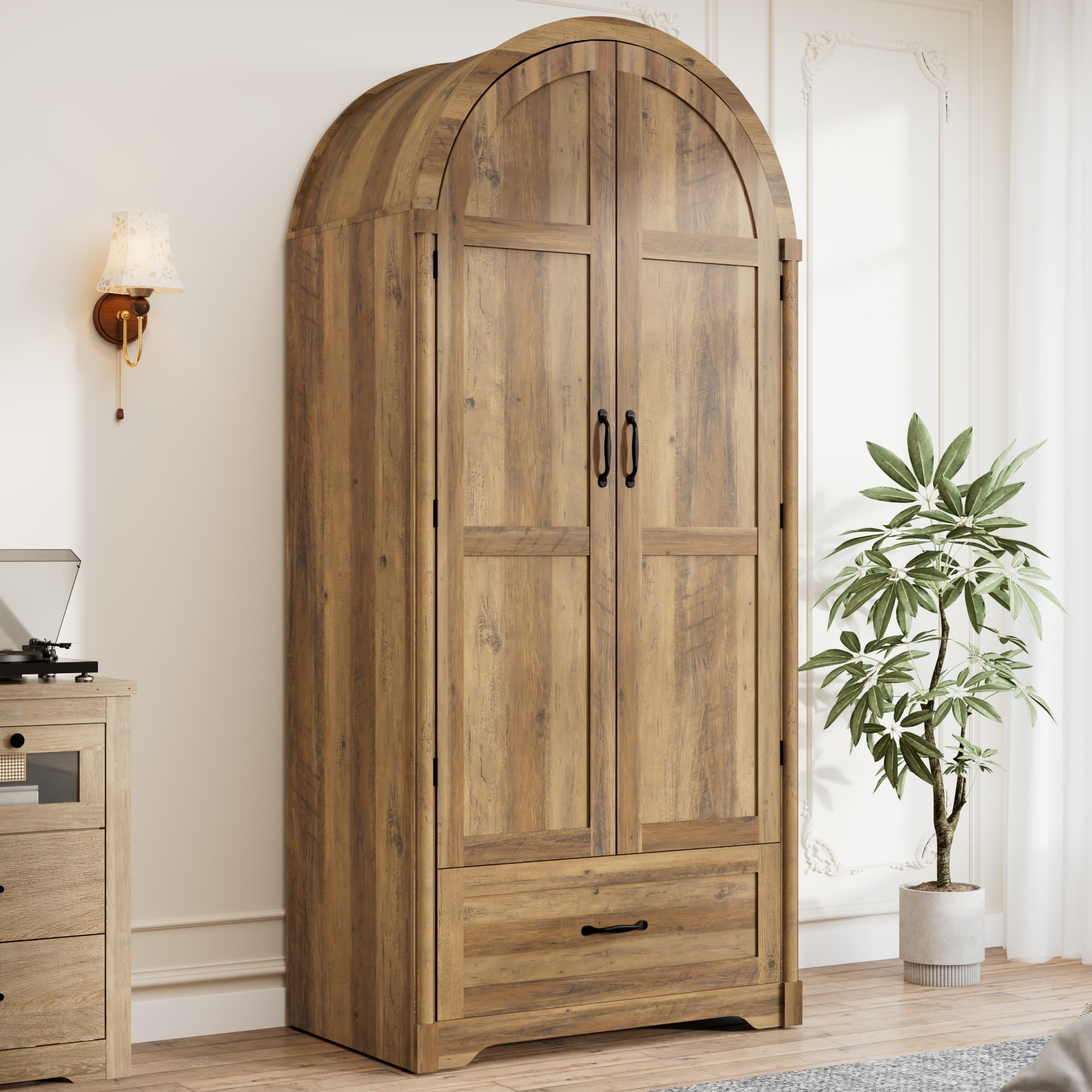71"H Arched Armoire Wardrobe Closet for Bedroom