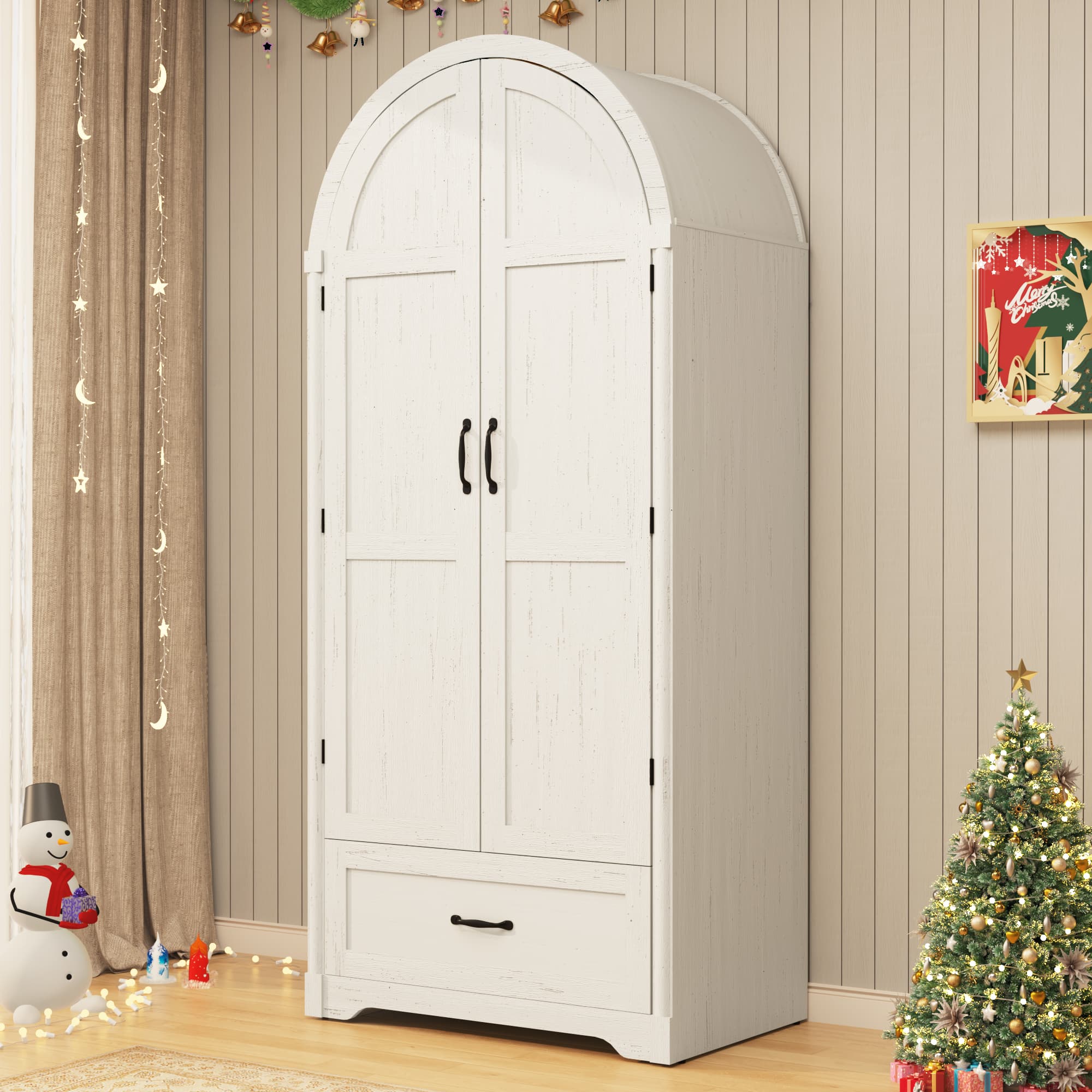 71"H Arched Armoire Wardrobe Closet for Bedroom