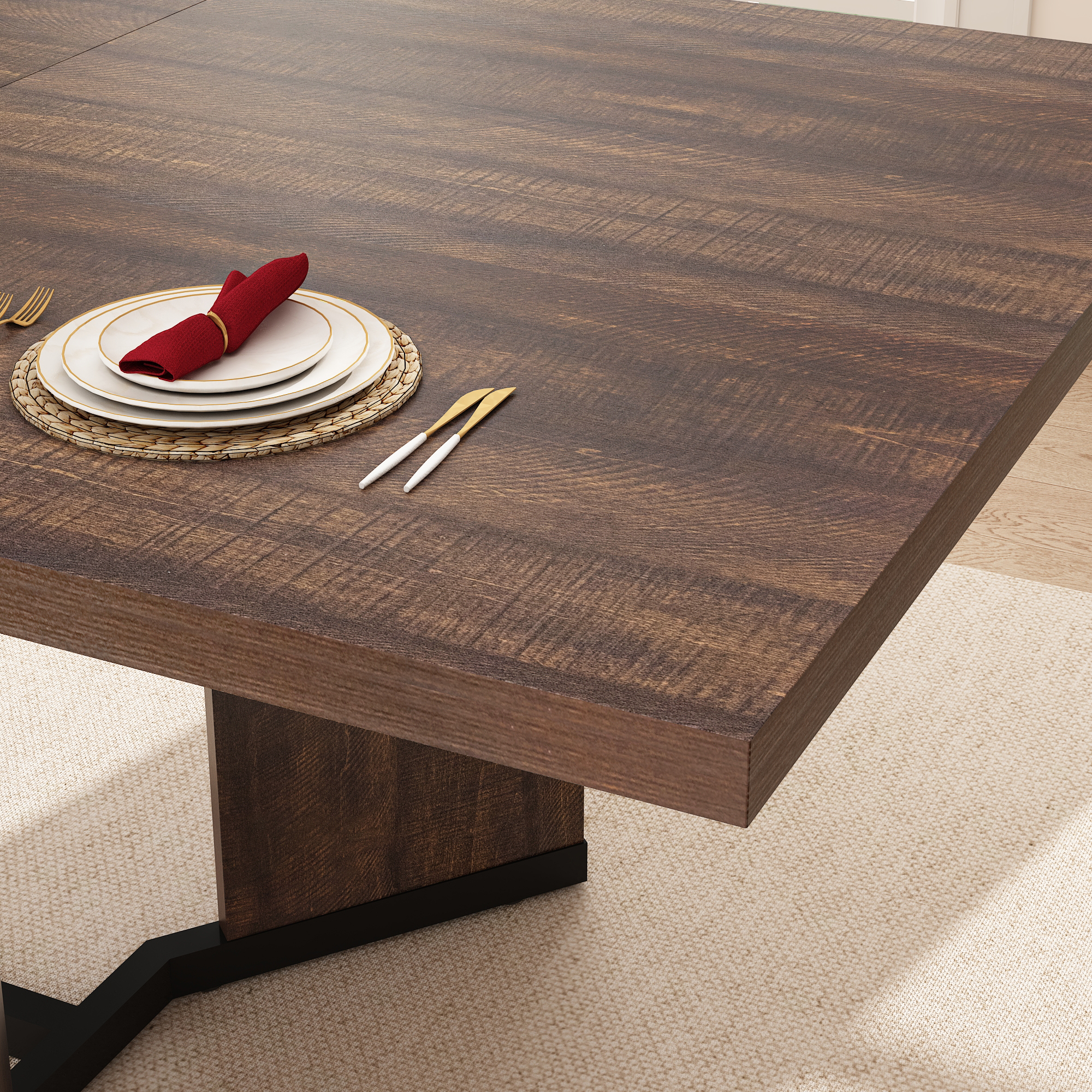 Blotout Extendable Dining Table for 6-10 Person, 59'' to 86.6'' Modern Farmhouse Wooden Kitchen Table, Rectangle Expandable Dining Room Table, Large Expanding Table