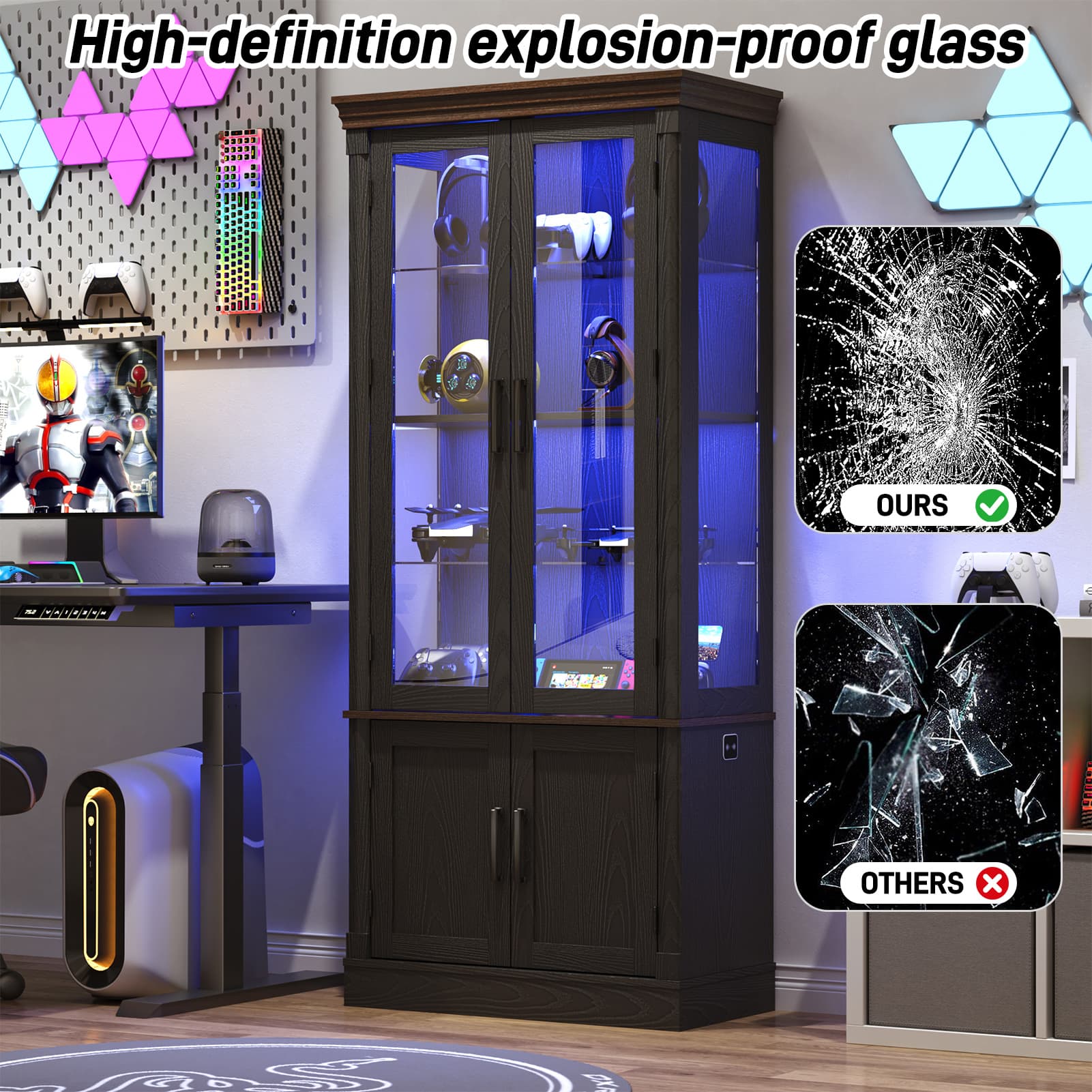 71" Display Cabinet with Glass Doors