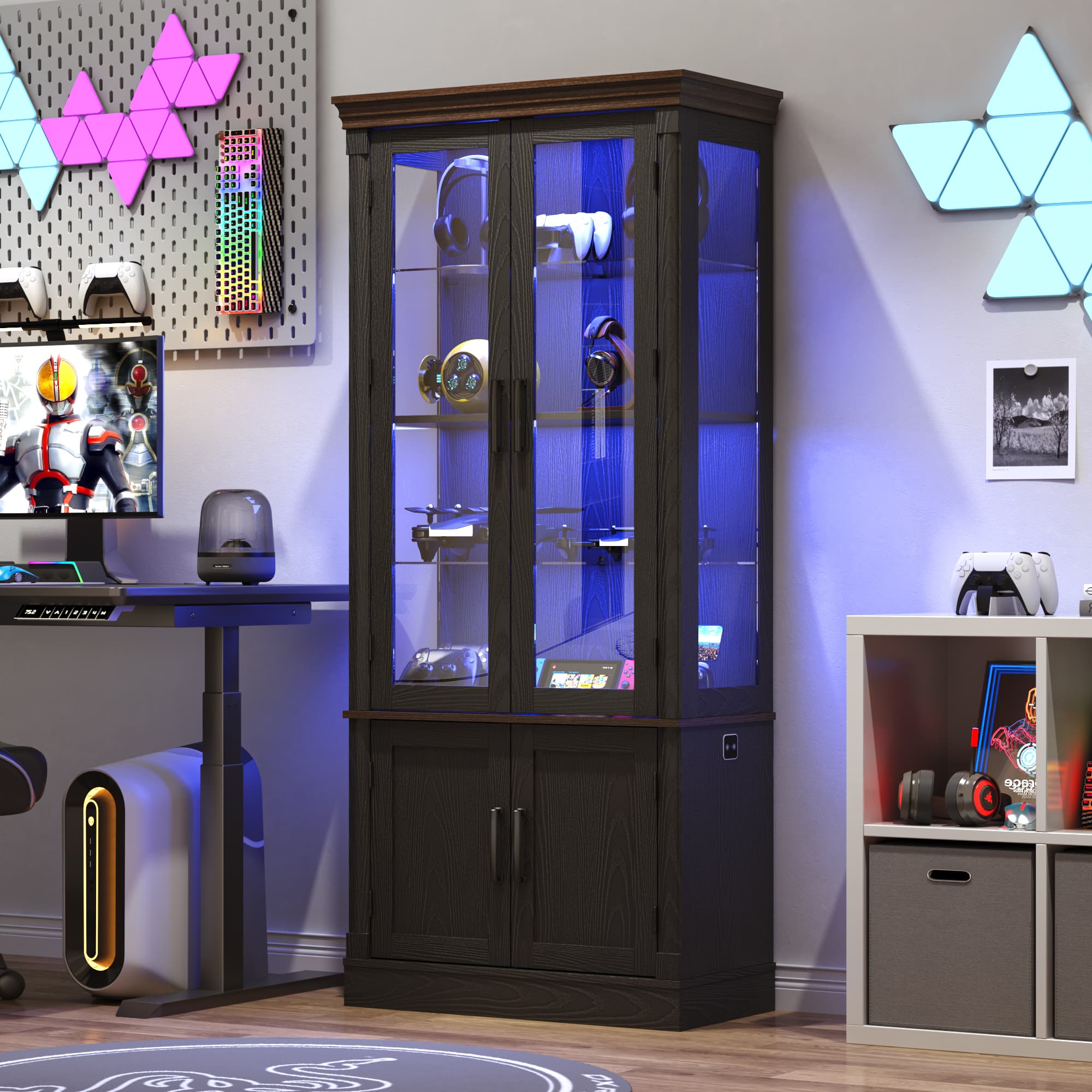 71" Display Cabinet with Glass Doors