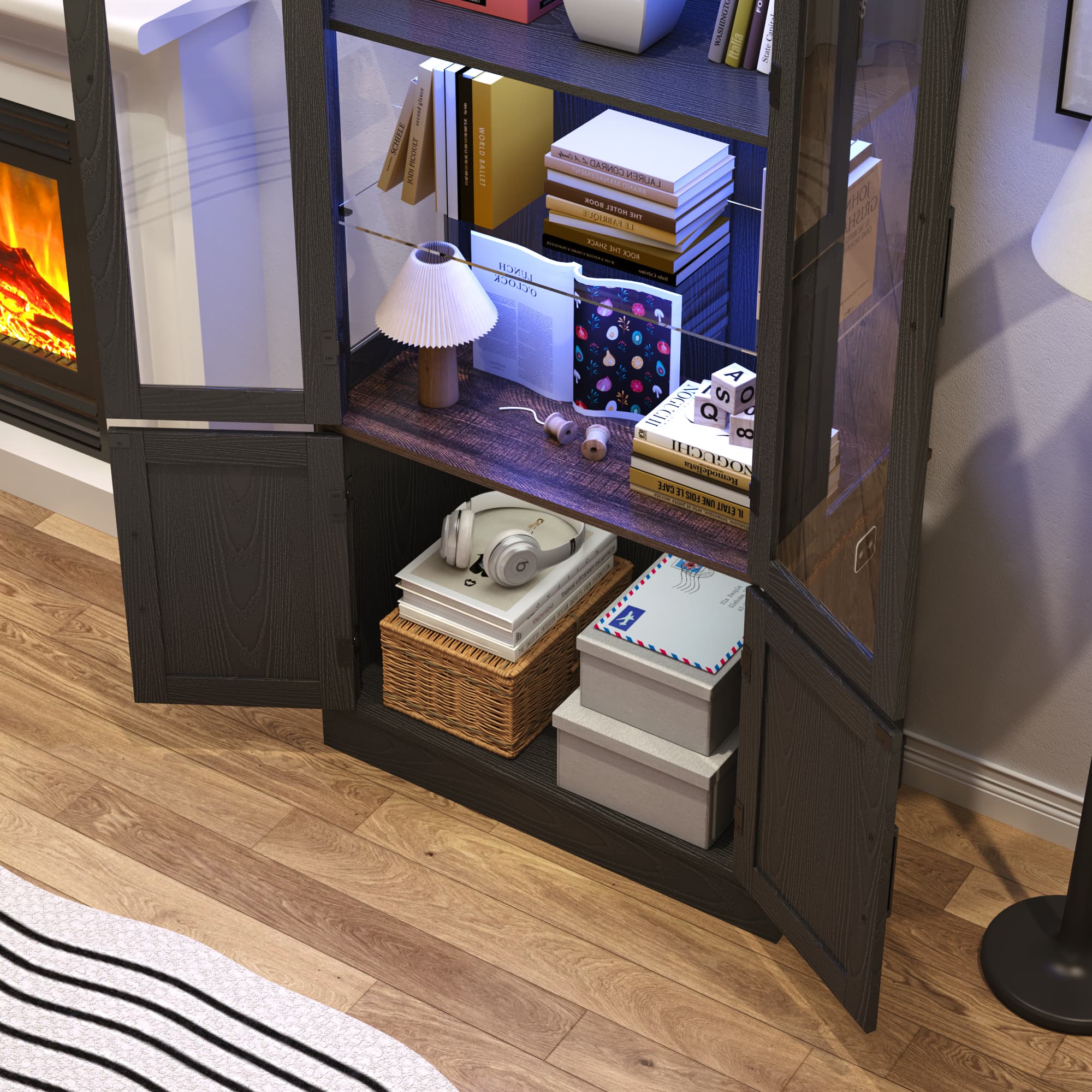 71" Display Cabinet with Glass Doors