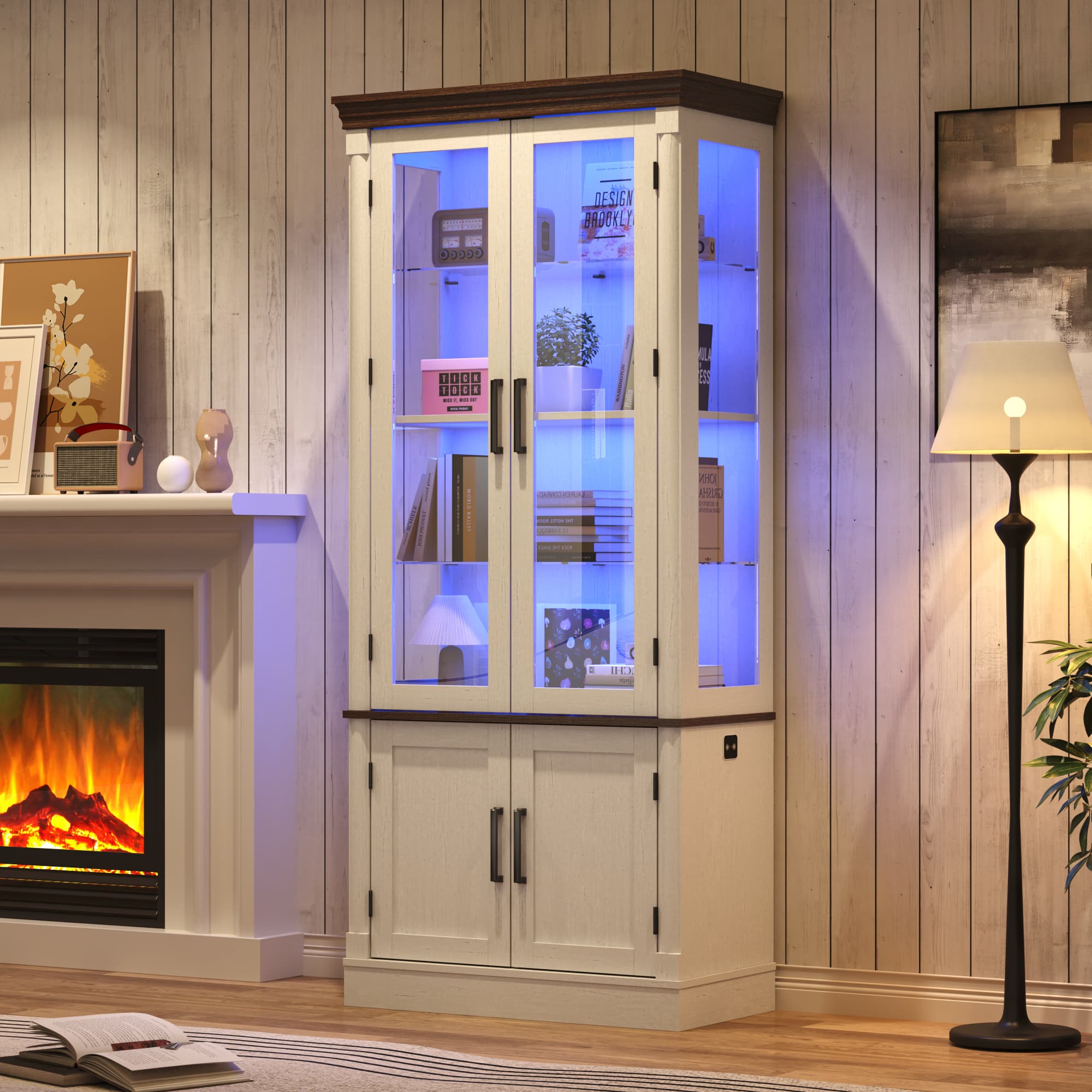 71" Display Cabinet with Glass Doors