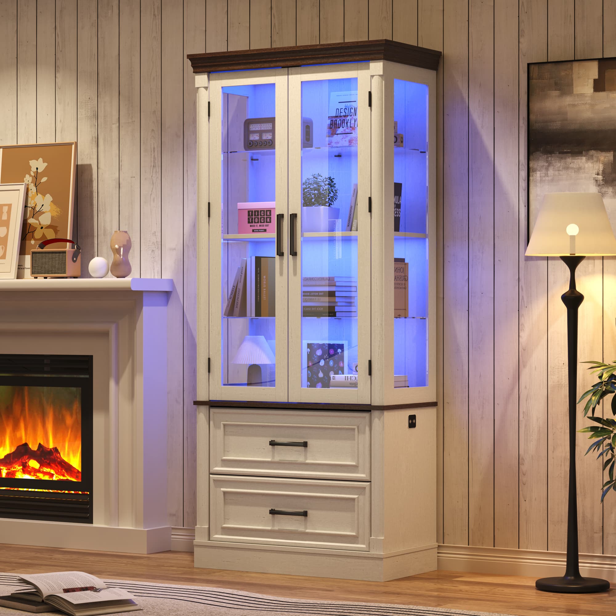 71" Display Cabinet with Glass Doors