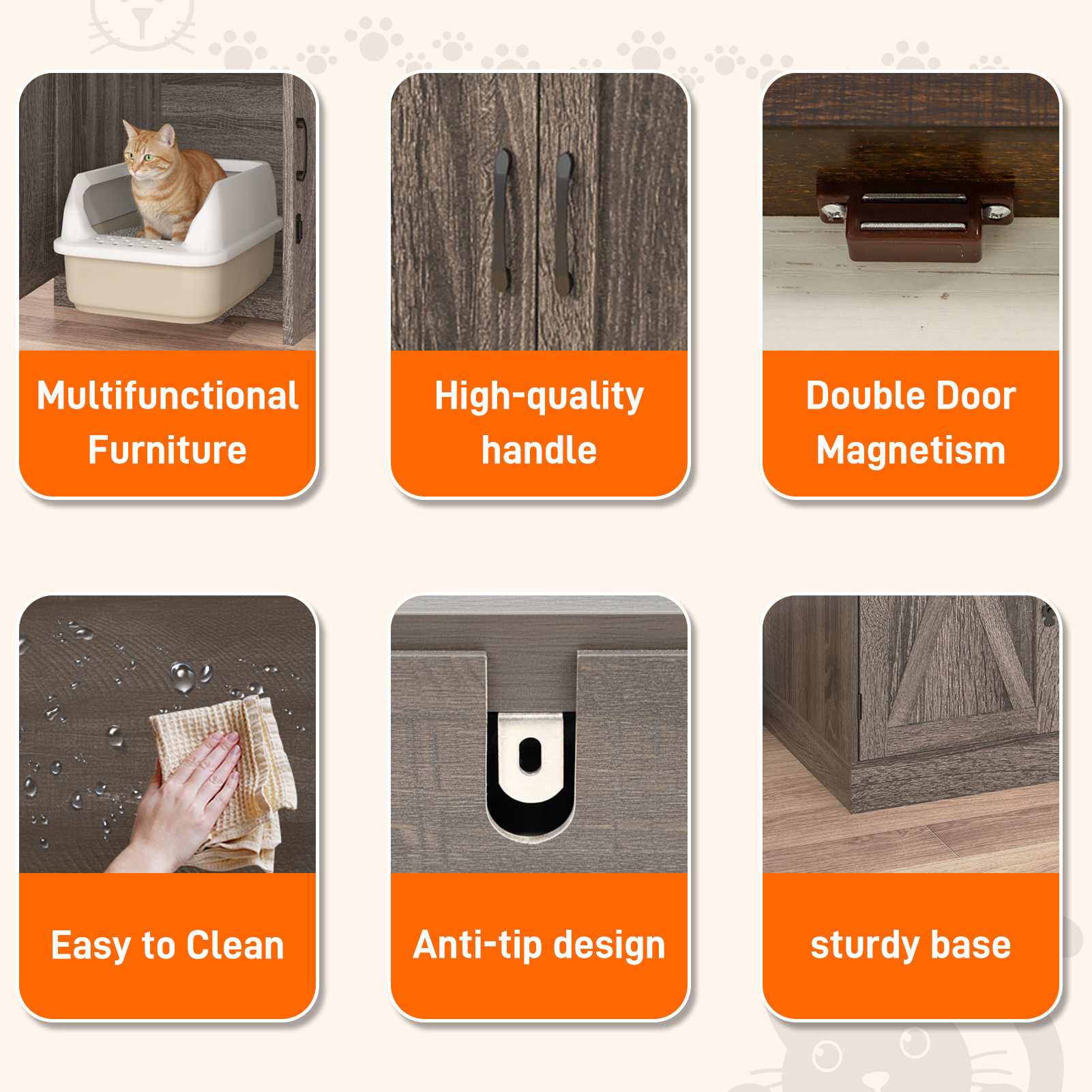 Blotout 77" Large Cat Litter Box Enclosure for 2 Cats with Power Outlets, Litter Box Furniture Hidden with Double Room, Wooden Cat Washroom Furniture with Lockable Door, Cats House