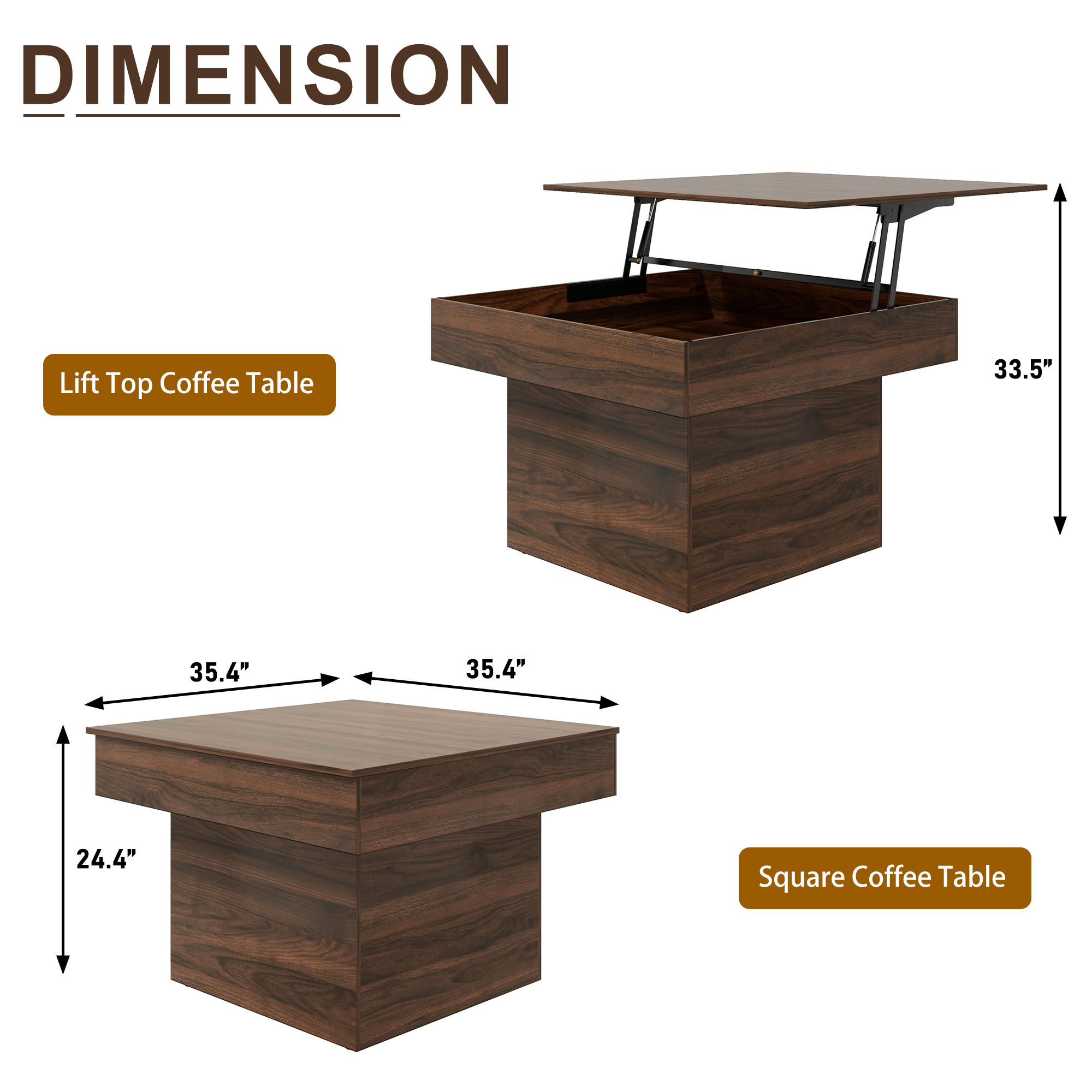 ANPOO LED Square Coffee Table for Living Room,36 Inch Lift Top Coffee Table with LED Light,Minimalist Square Coffee Table with Hidden Storage,Square Lift-Up Center Table