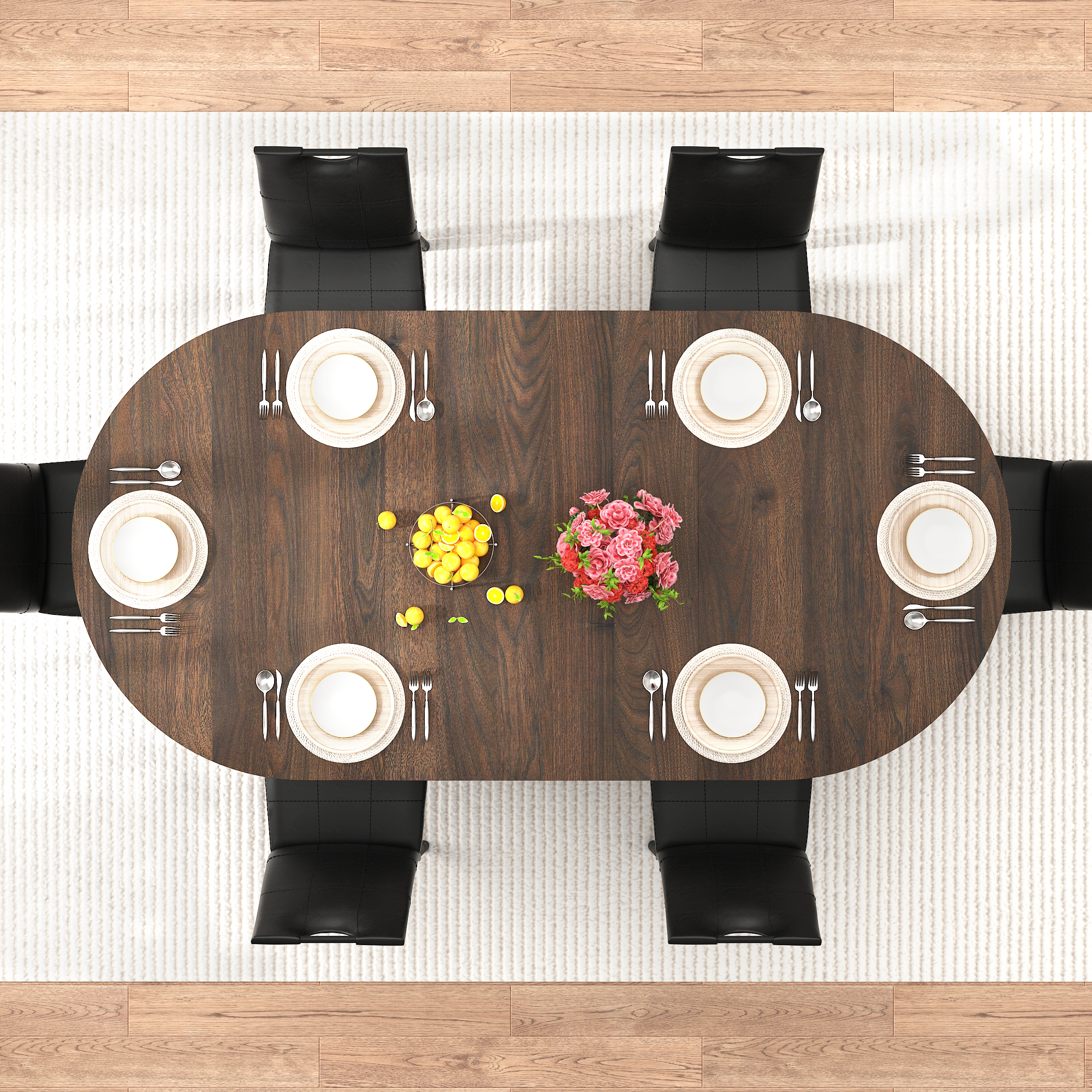 70.9" Oval Dining Table Wood Strip Base for 6- 8 People, Modern Farmhouse Kitchen Table for Kitchen,Breakfast,Dinner,Reception Room